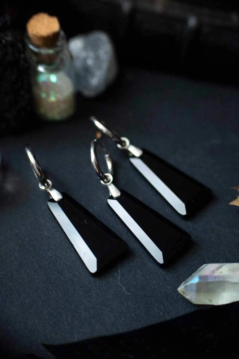 Anneau à breloque en Obsidienne noire Trapèze (à l'unité) lunamanashop