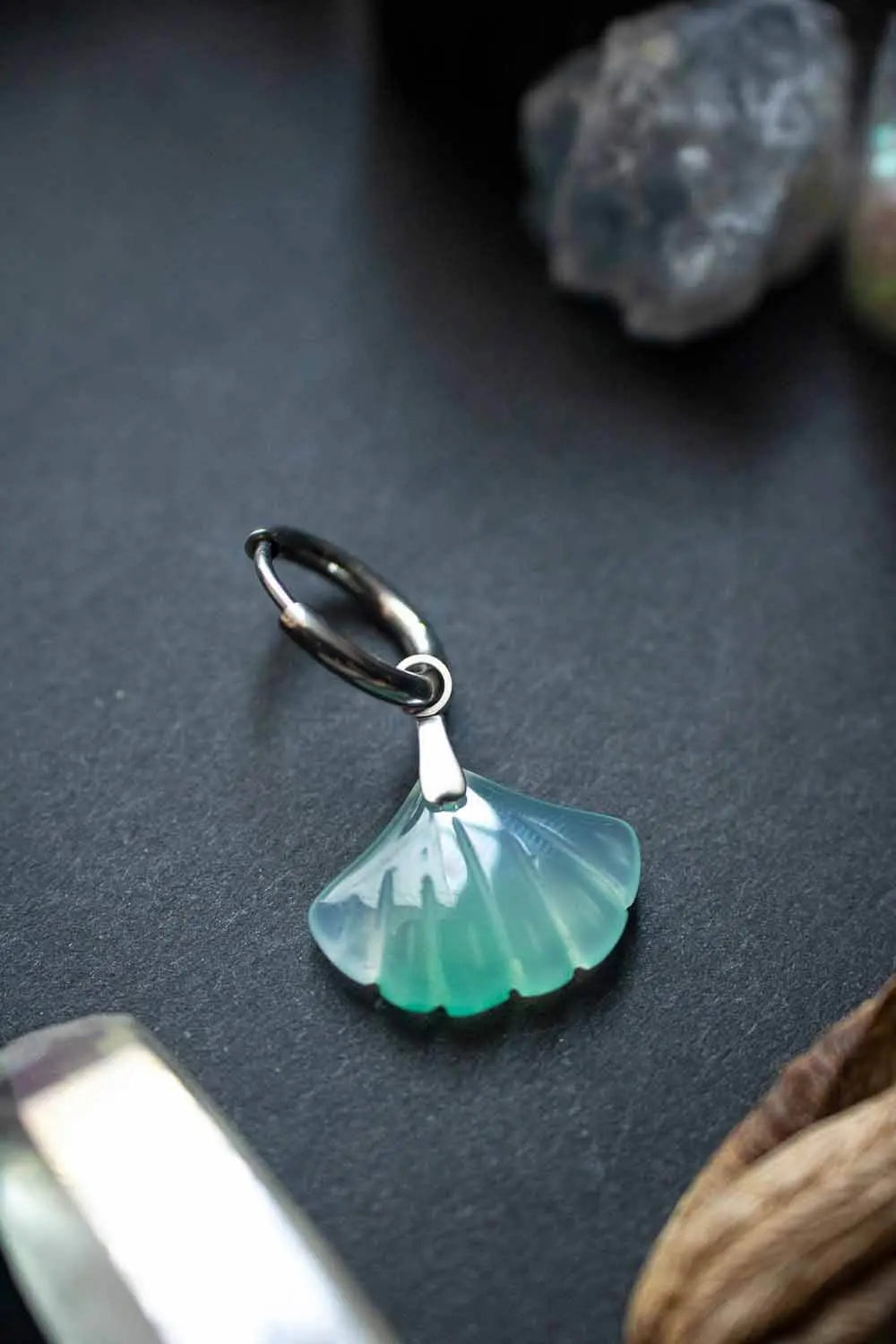 Anneau à breloque en agate Feuille (à l'unité) lunamanashop