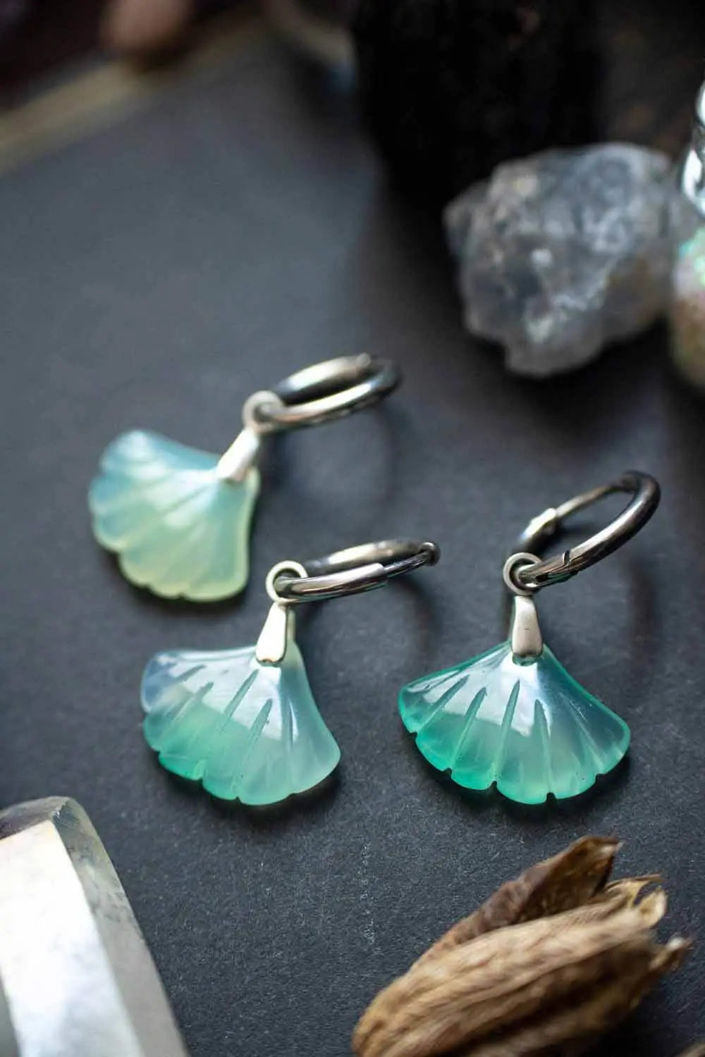 Anneau à breloque en agate Feuille (à l'unité) lunamanashop