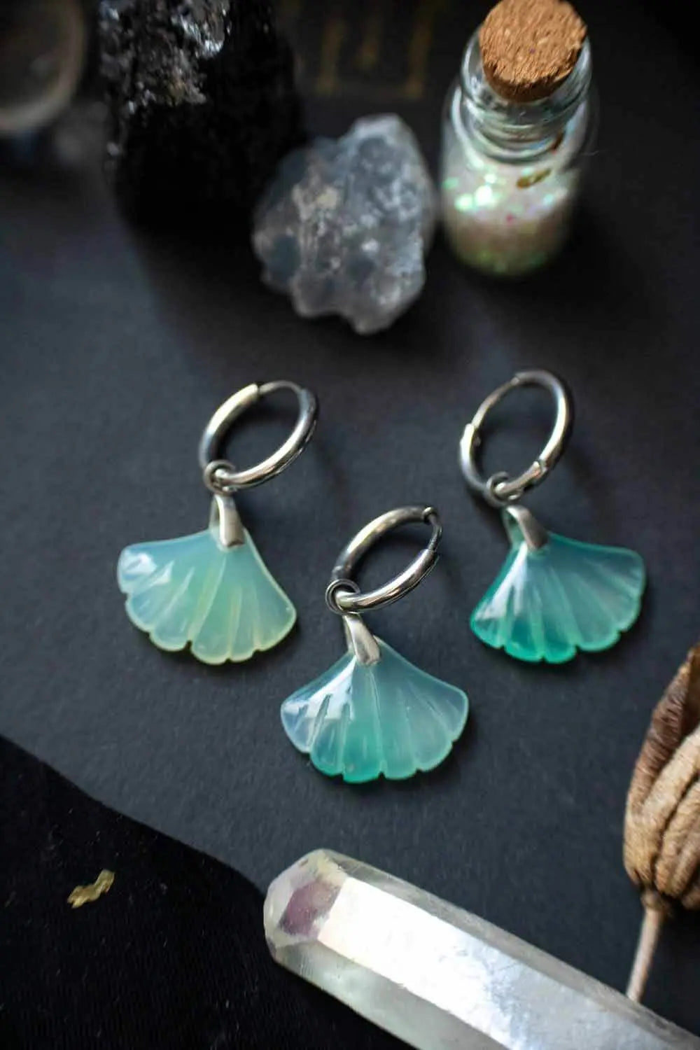 Anneau à breloque en agate Feuille (à l'unité) lunamanashop