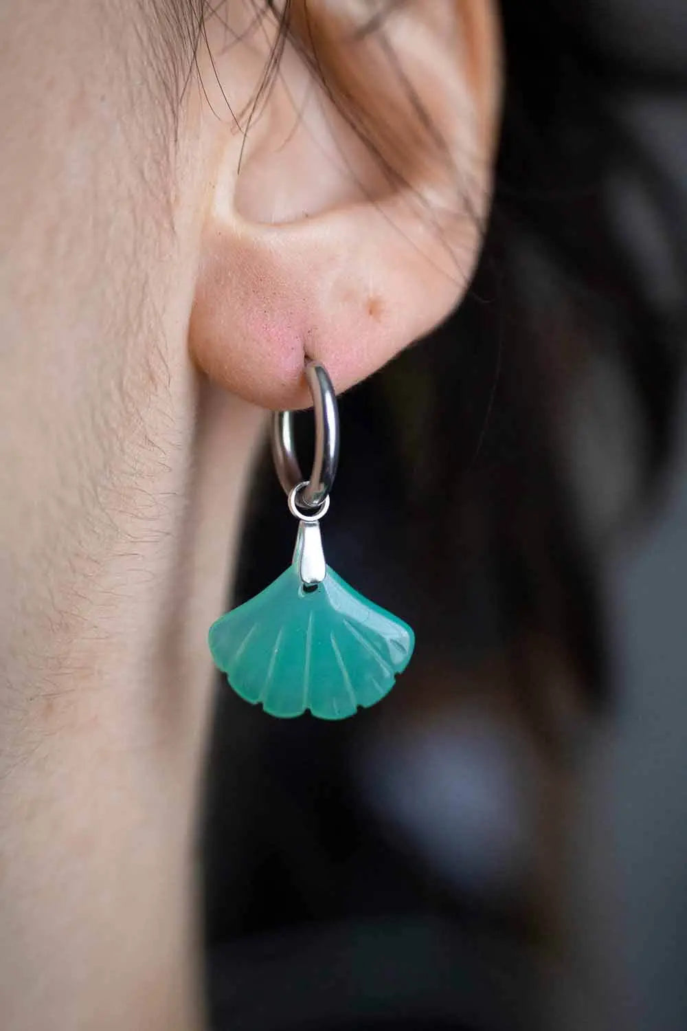 Anneau à breloque en agate Feuille (à l'unité) lunamanashop