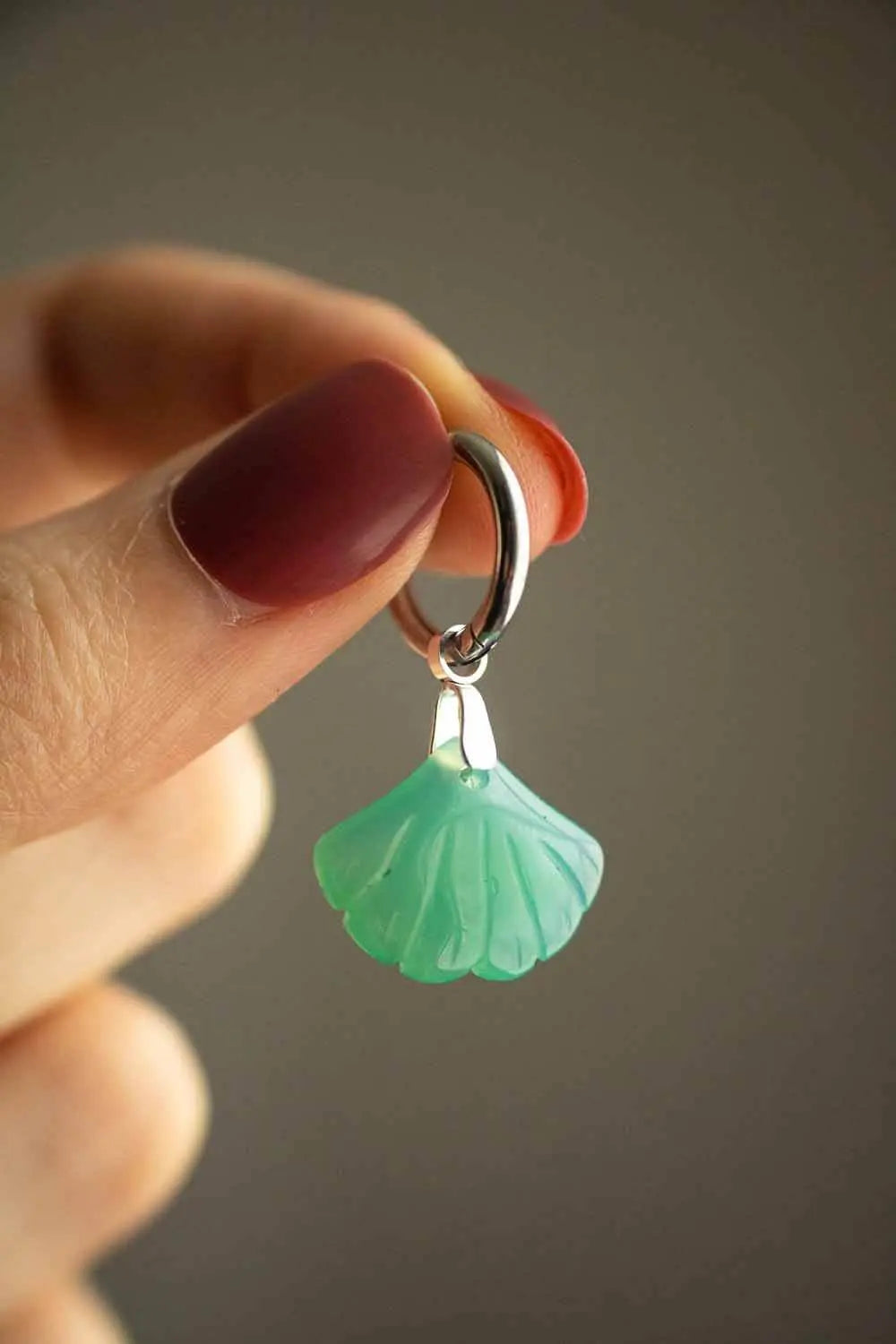 Anneau à breloque en agate Feuille (à l'unité) lunamanashop