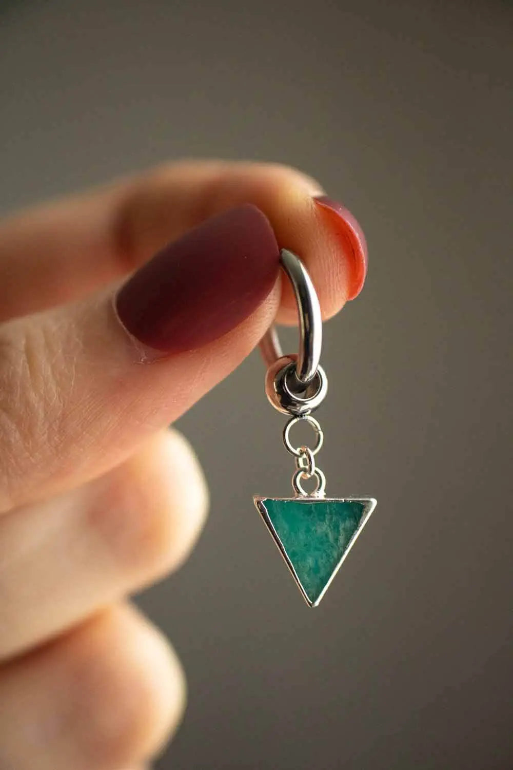 Anneau à breloque en amazonite Triangle (à l'unité) lunamanashop