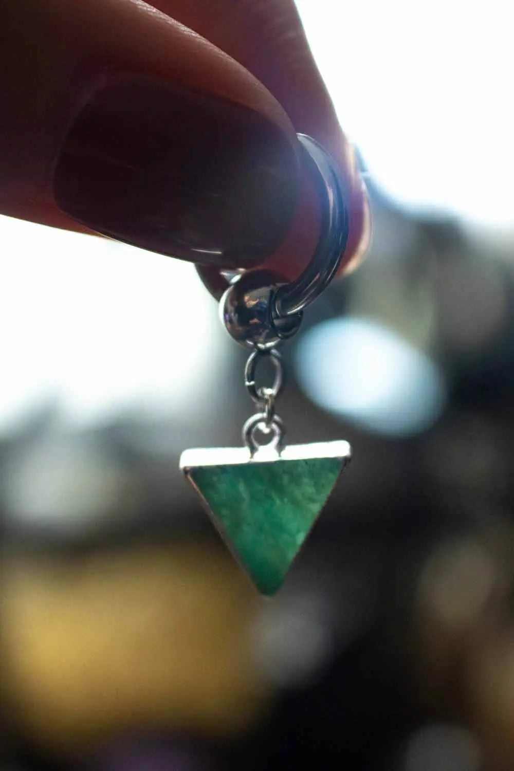 Anneau à breloque en amazonite Triangle (à l'unité) lunamanashop