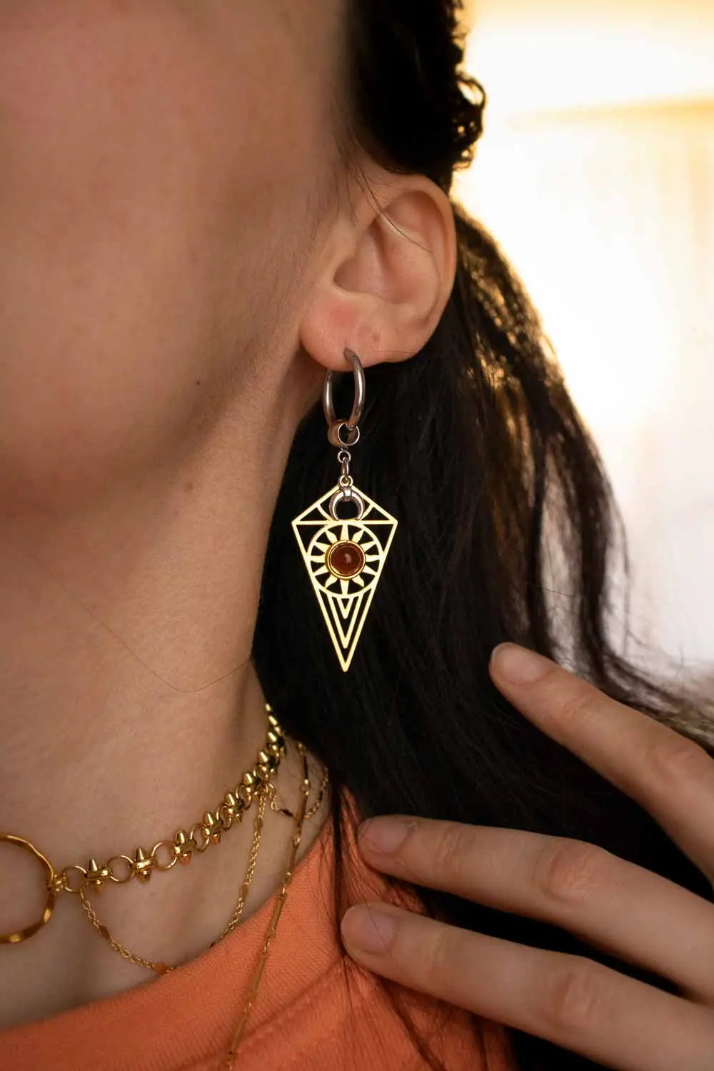 Boucles d'oreilles Intika - Chaleur bienfaitrice de la cornaline lunamanashop