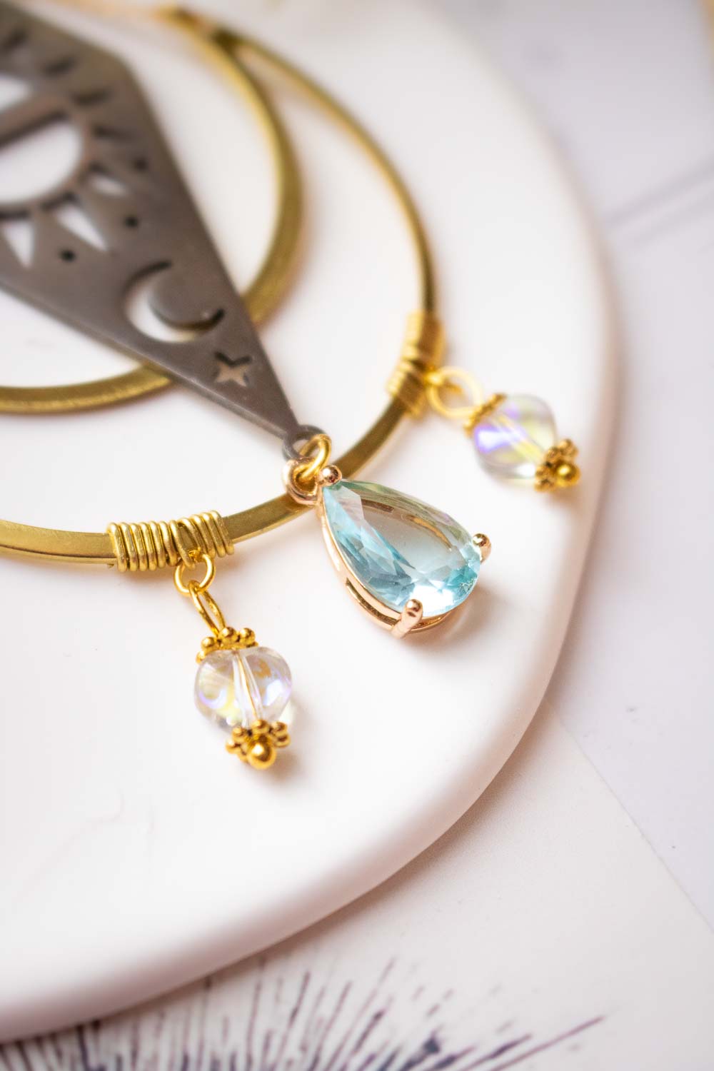 Boucles d'oreilles Séraphine - Losanges astraux et lunes dorées lunamanashop