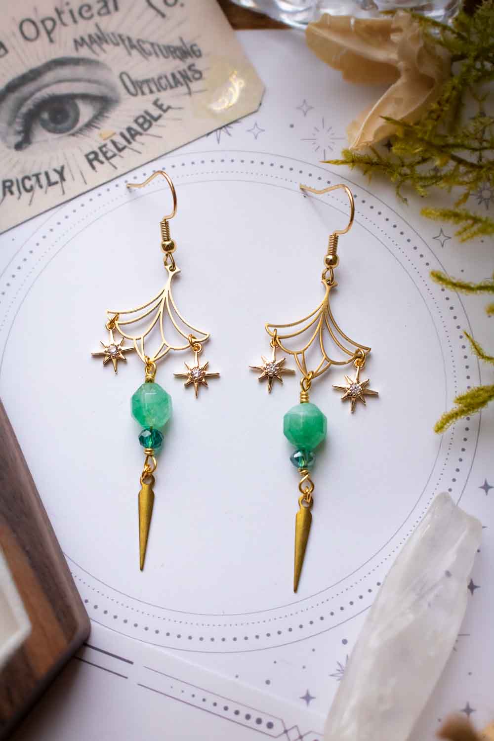 Boucles d'oreilles Éloïse - Fleurs dorées et morganite enchantée lunamanashop