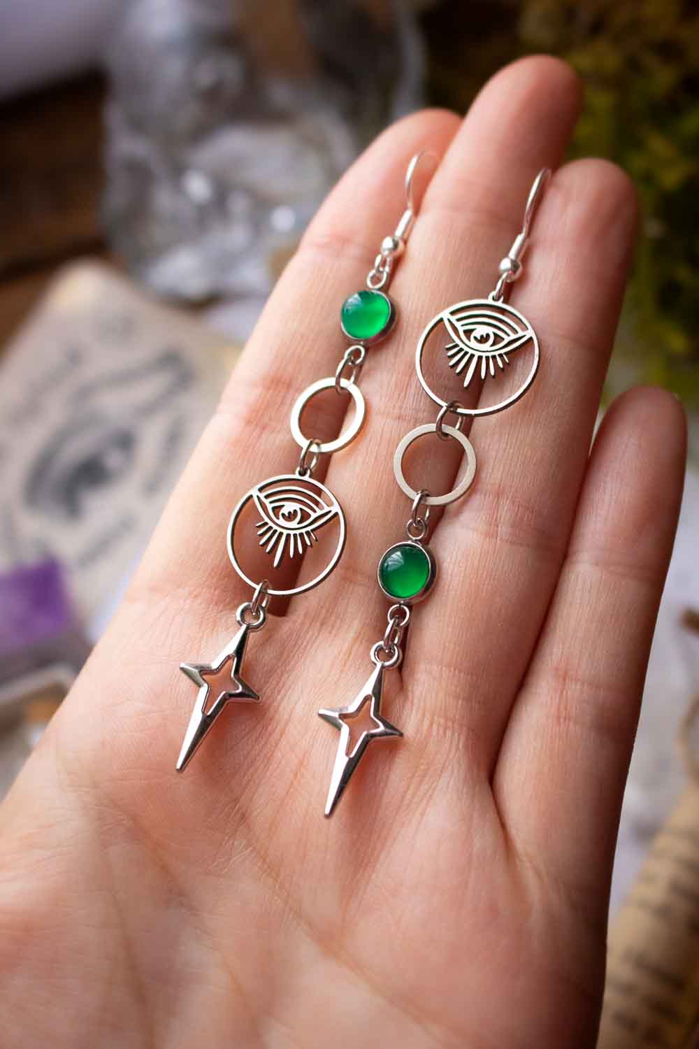 Boucles d'oreilles Philomène - Asymétrie protectrice et mystique lunamanashop
