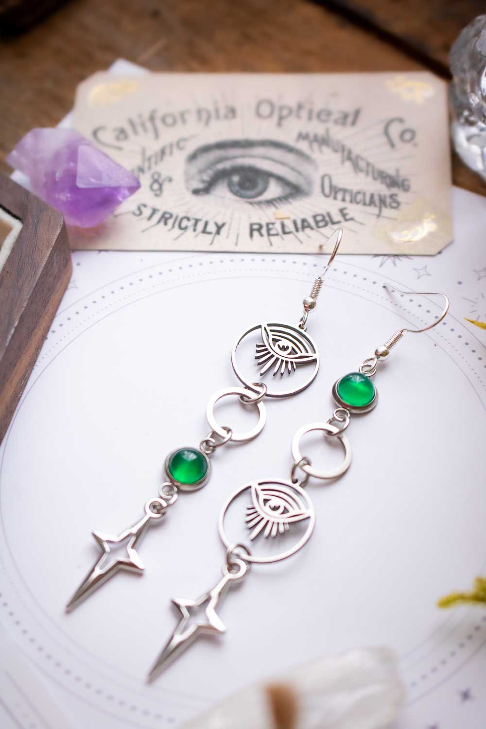 Boucles d'oreilles Philomène - Asymétrie protectrice et mystique lunamanashop