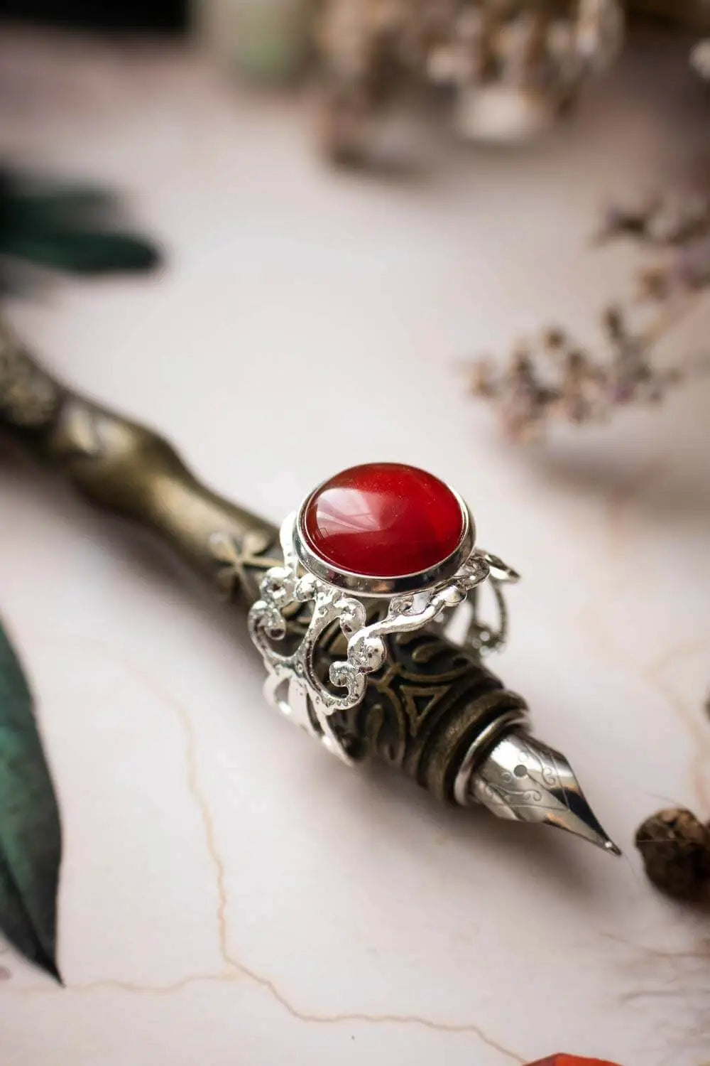 Bague Anneau incandescent rouge en Cornaline lunamanashop