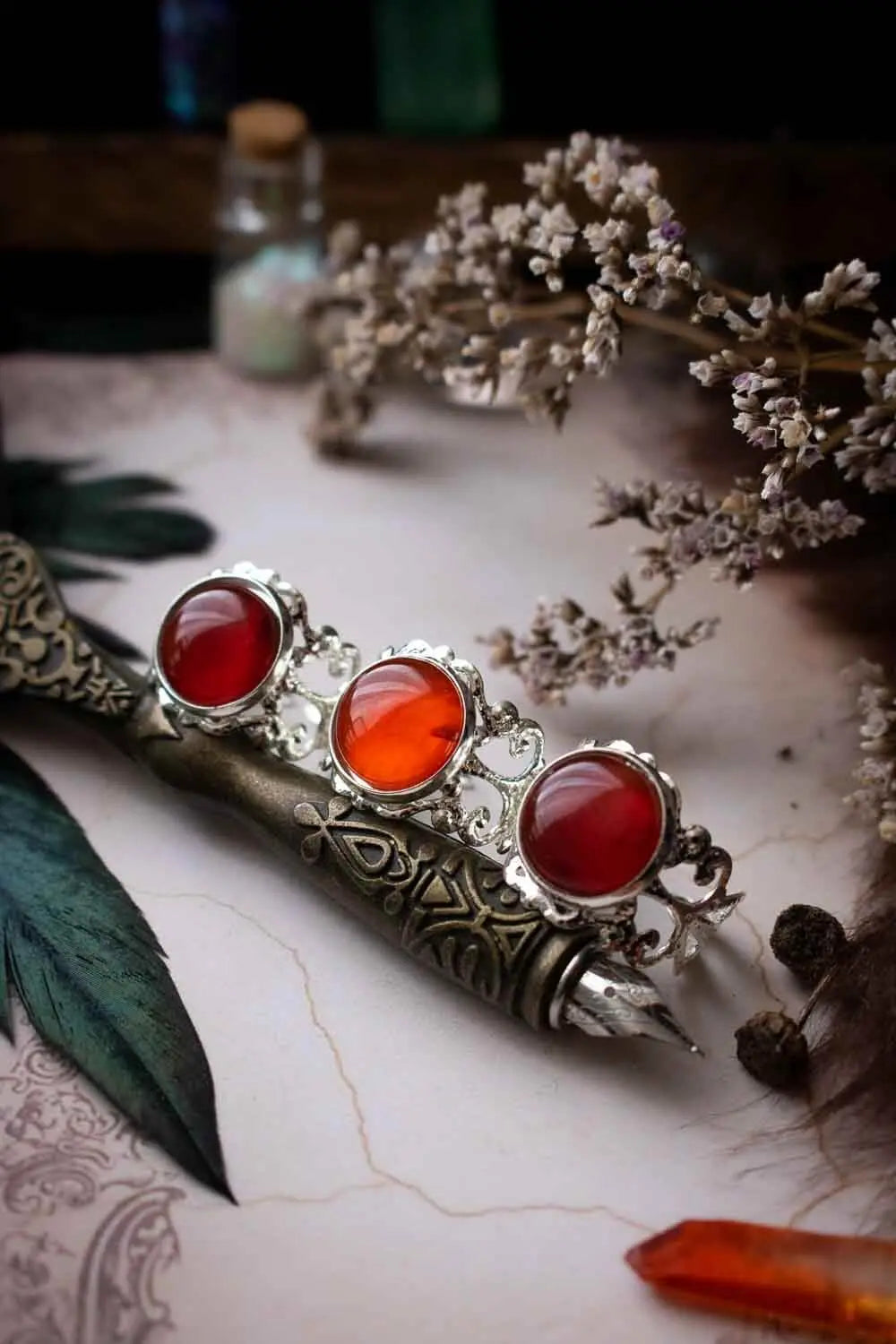 Bague Anneau incandescent rouge en Cornaline lunamanashop