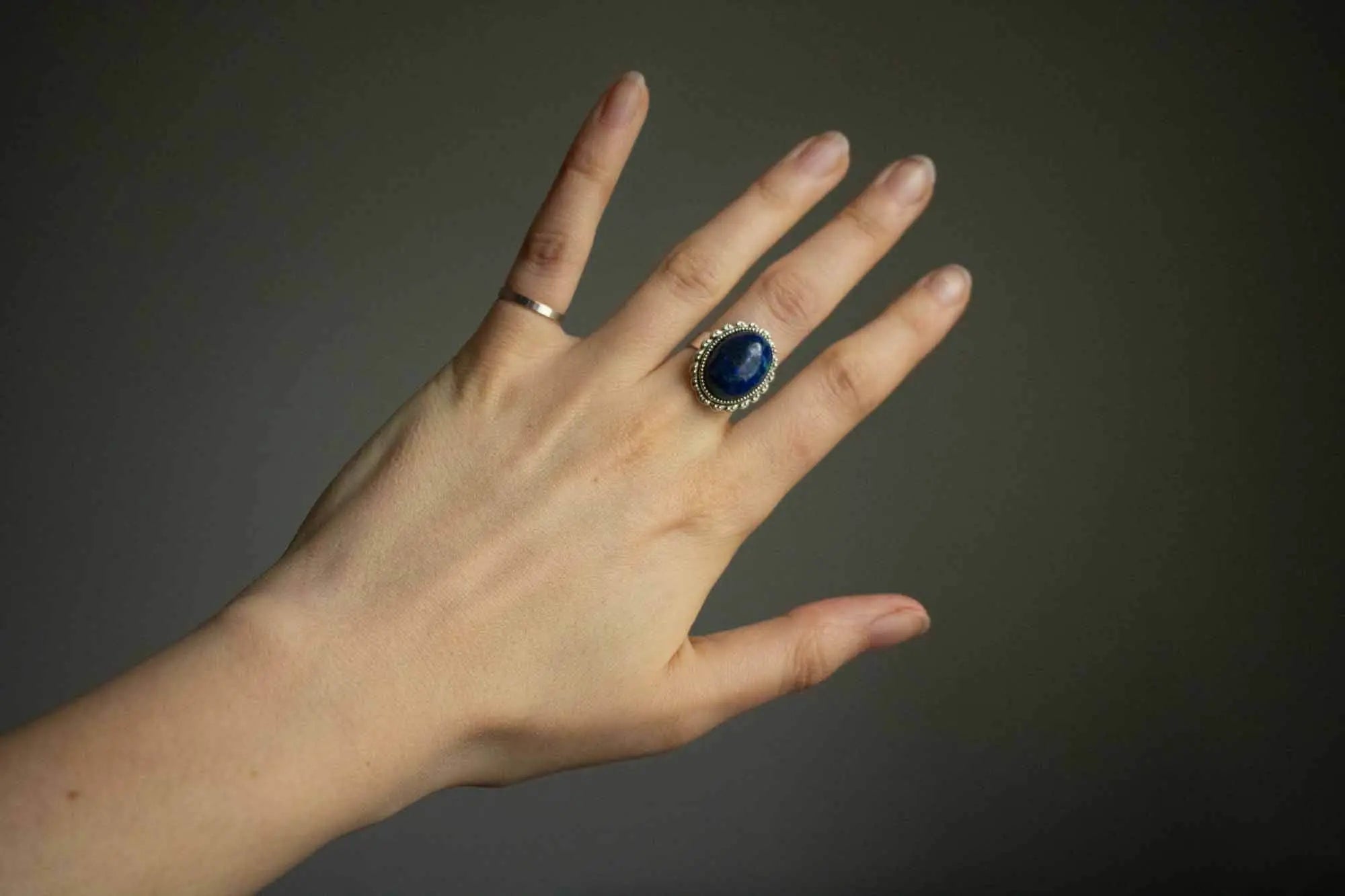 Bague Héléade en Chrysocolle et base argentée ovale lunamanashop