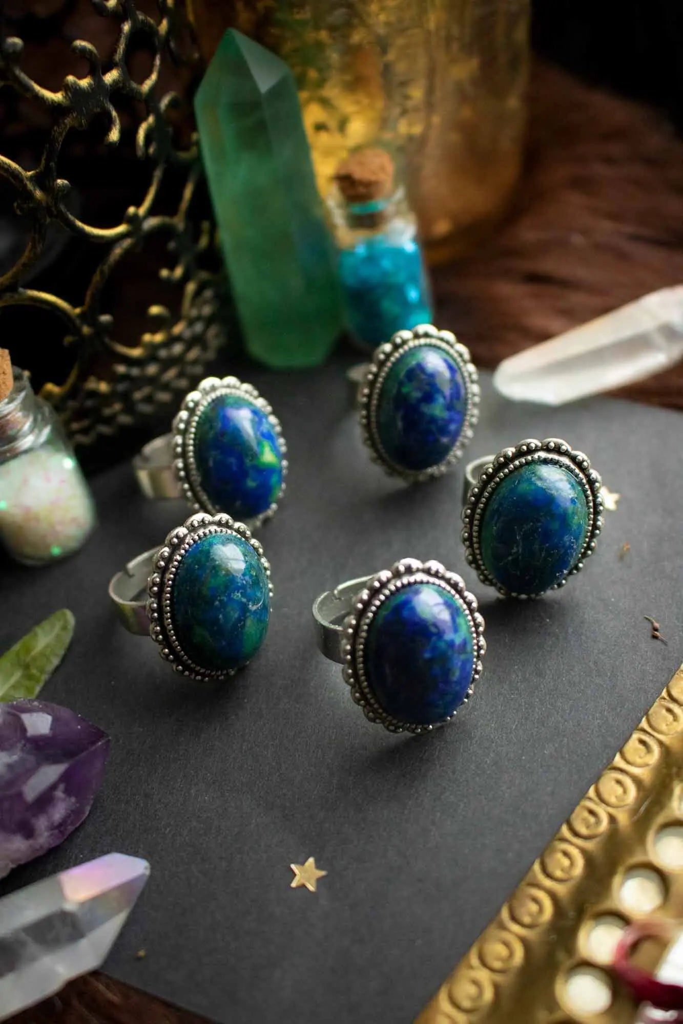 Bague Héléade en Chrysocolle et base argentée ovale lunamanashop