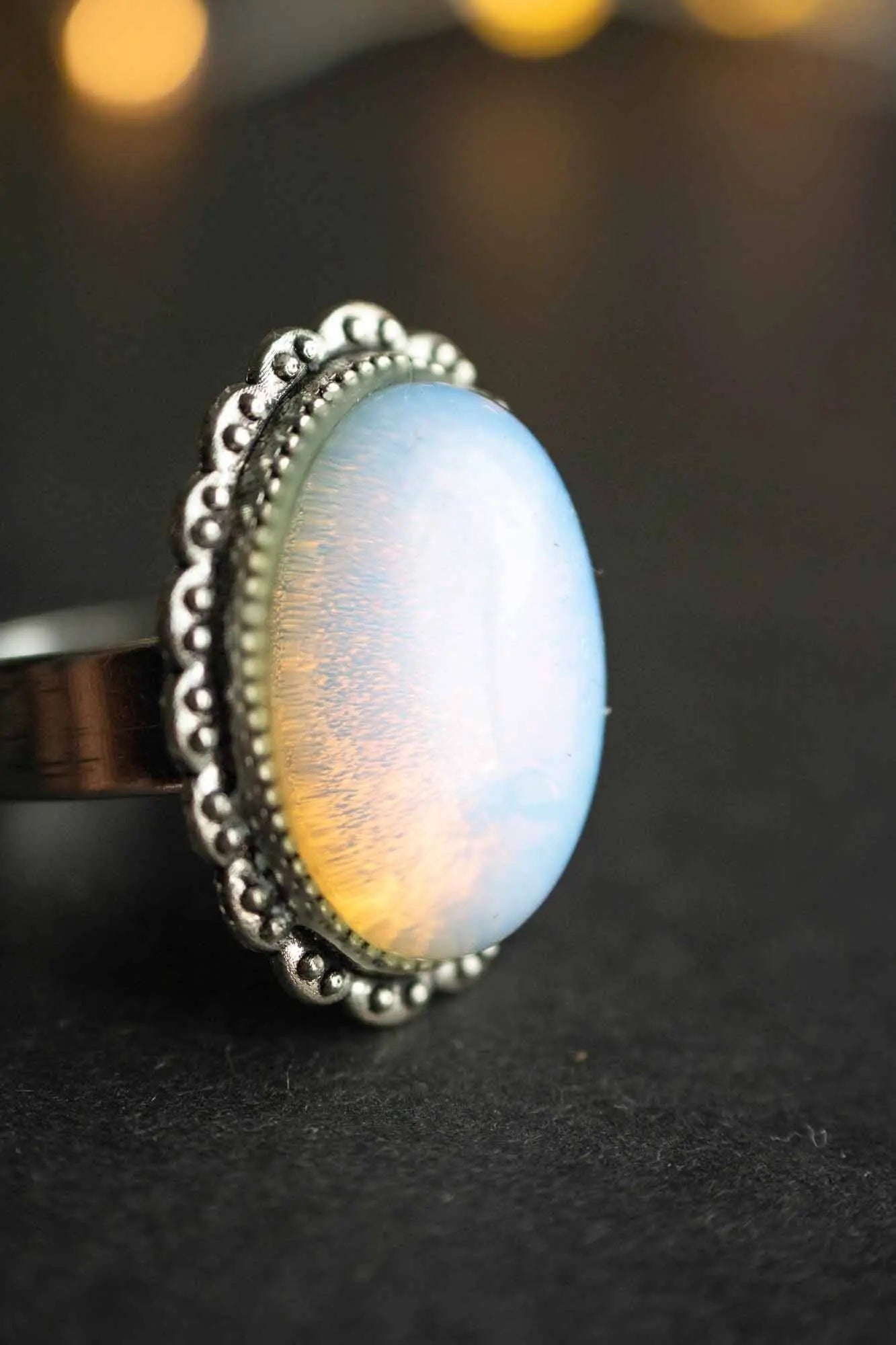 Bague Héméra en Opaline et base argentée lunamanashop