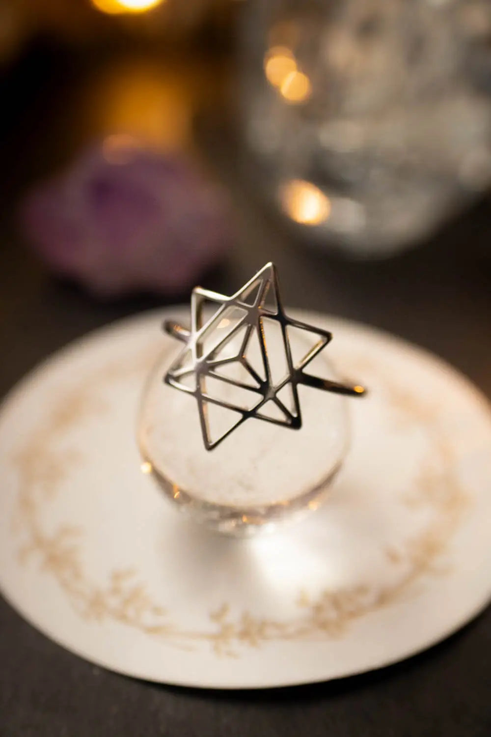 Bague Merkabah avec symbole en acier inoxydable lunamanashop