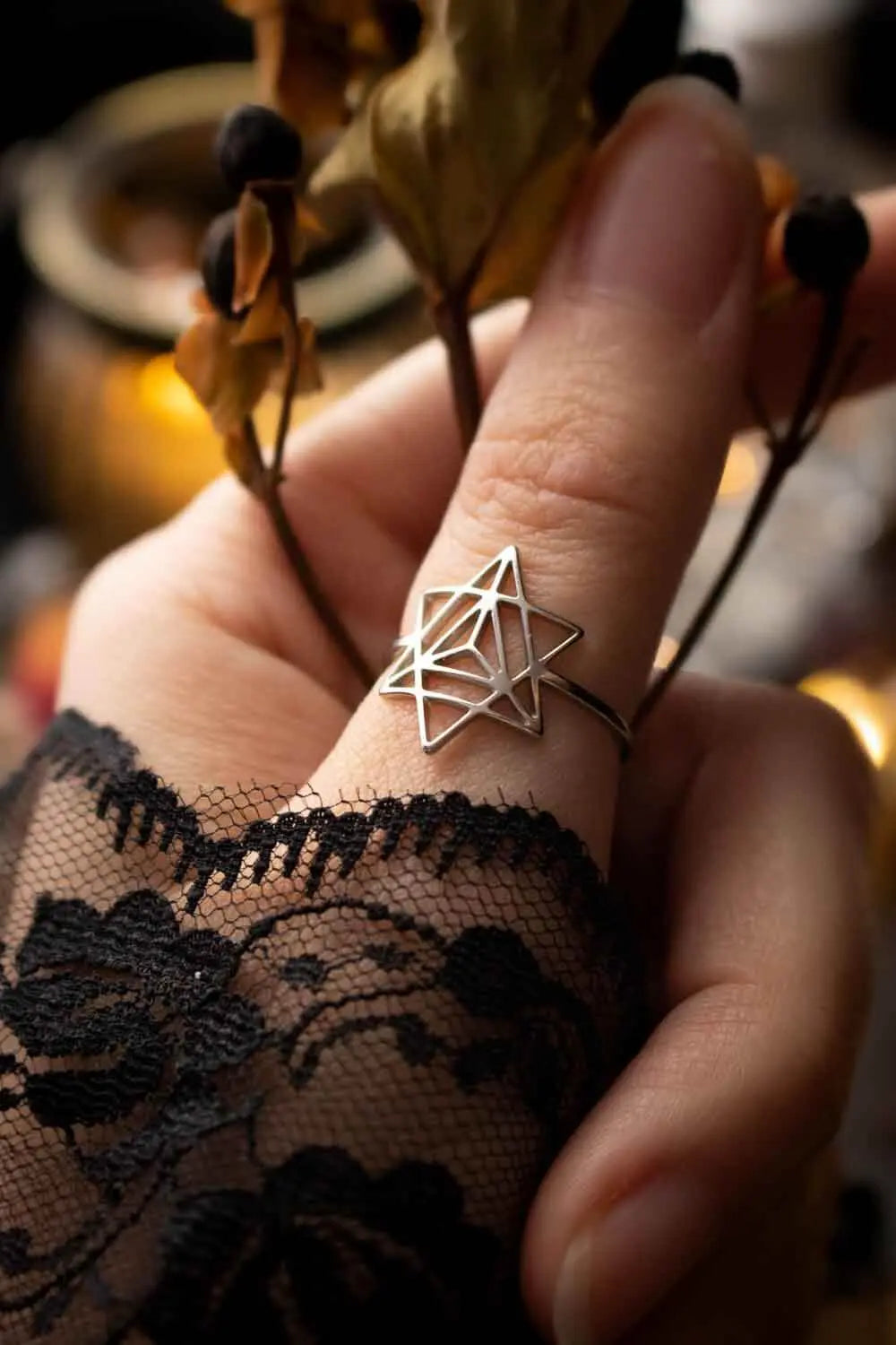 Bague Merkabah avec symbole en acier inoxydable lunamanashop