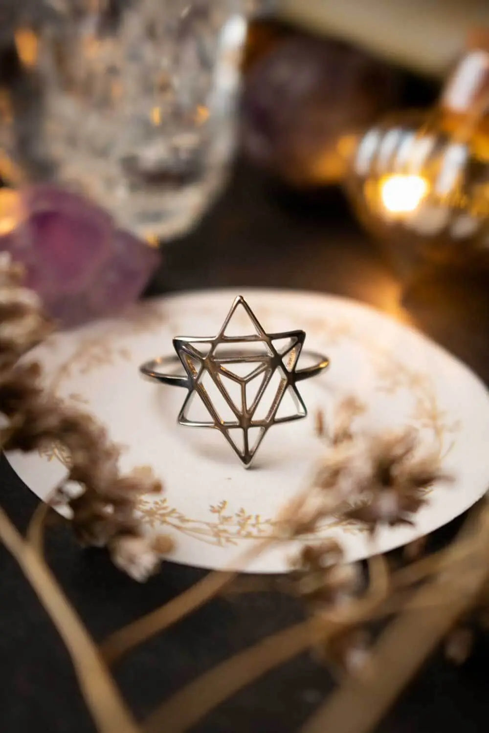 Bague Merkabah avec symbole en acier inoxydable lunamanashop