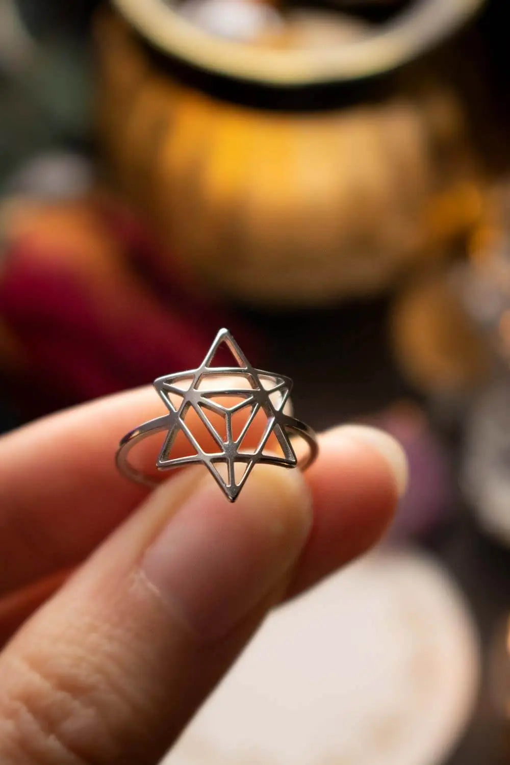 Bague Merkabah avec symbole en acier inoxydable lunamanashop