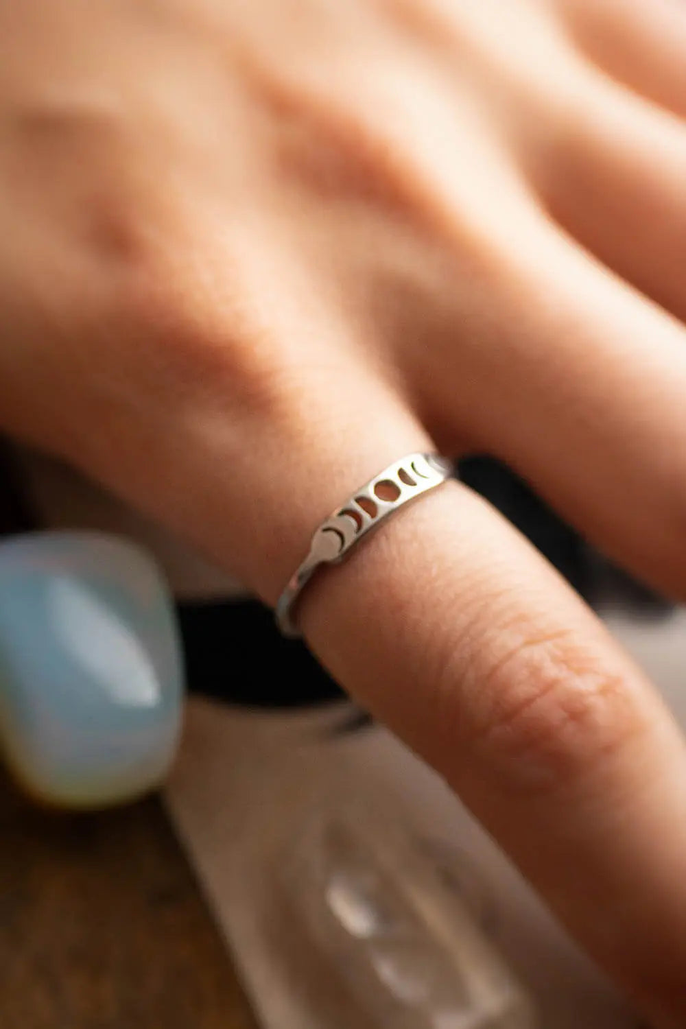 Bague Moon avec phases de lune en acier inoxydable lunamanashop