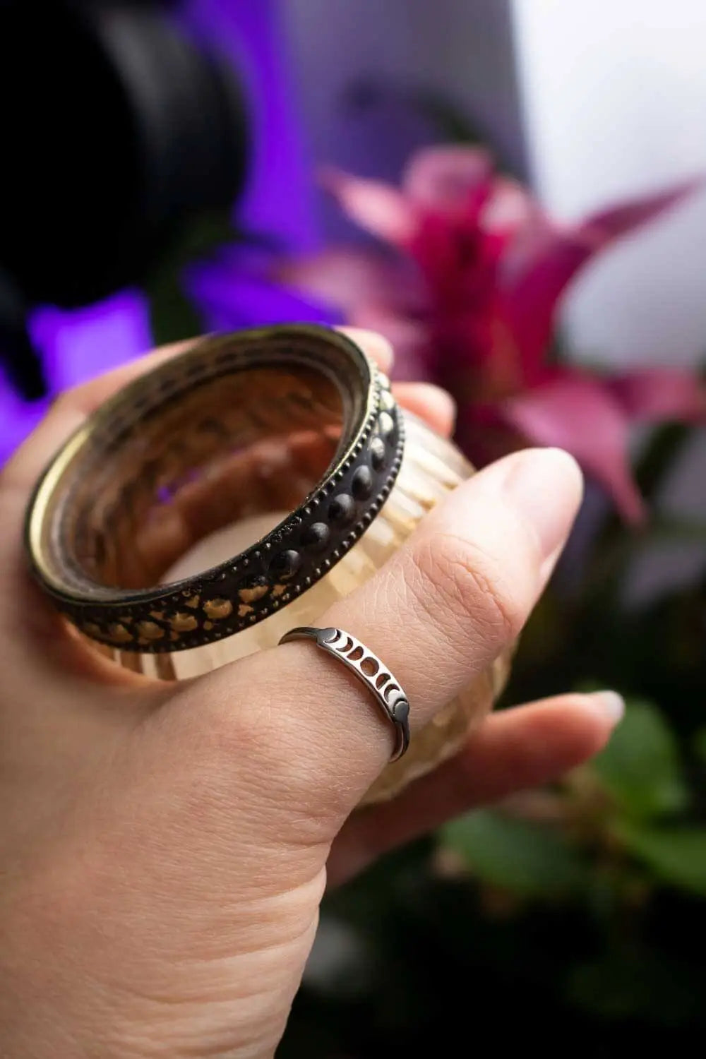 Bague Moon avec phases de lune en acier inoxydable lunamanashop