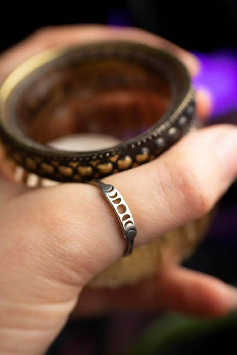 Bague Moon avec phases de lune en acier inoxydable lunamanashop