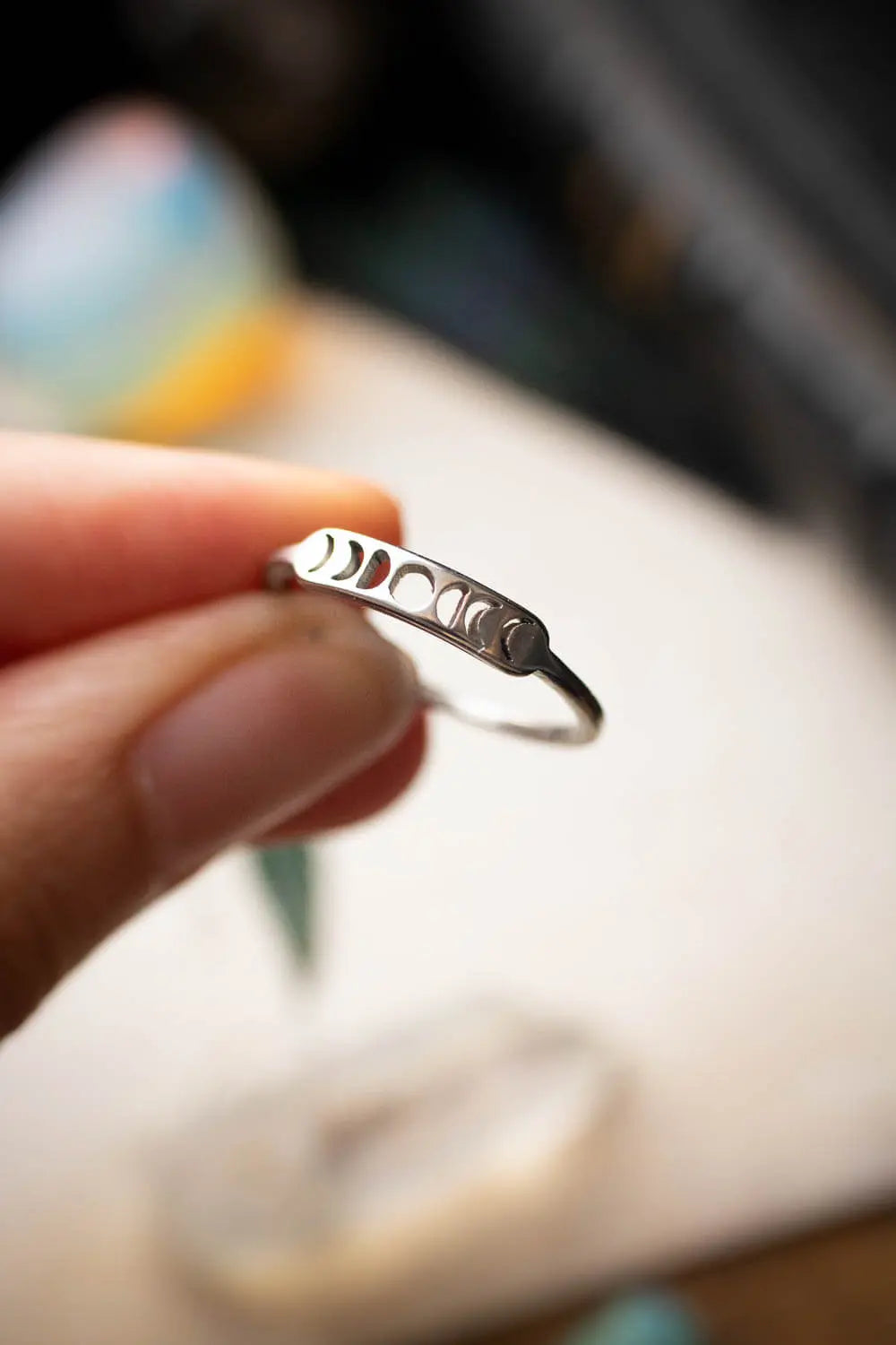 Bague Moon avec phases de lune en acier inoxydable lunamanashop