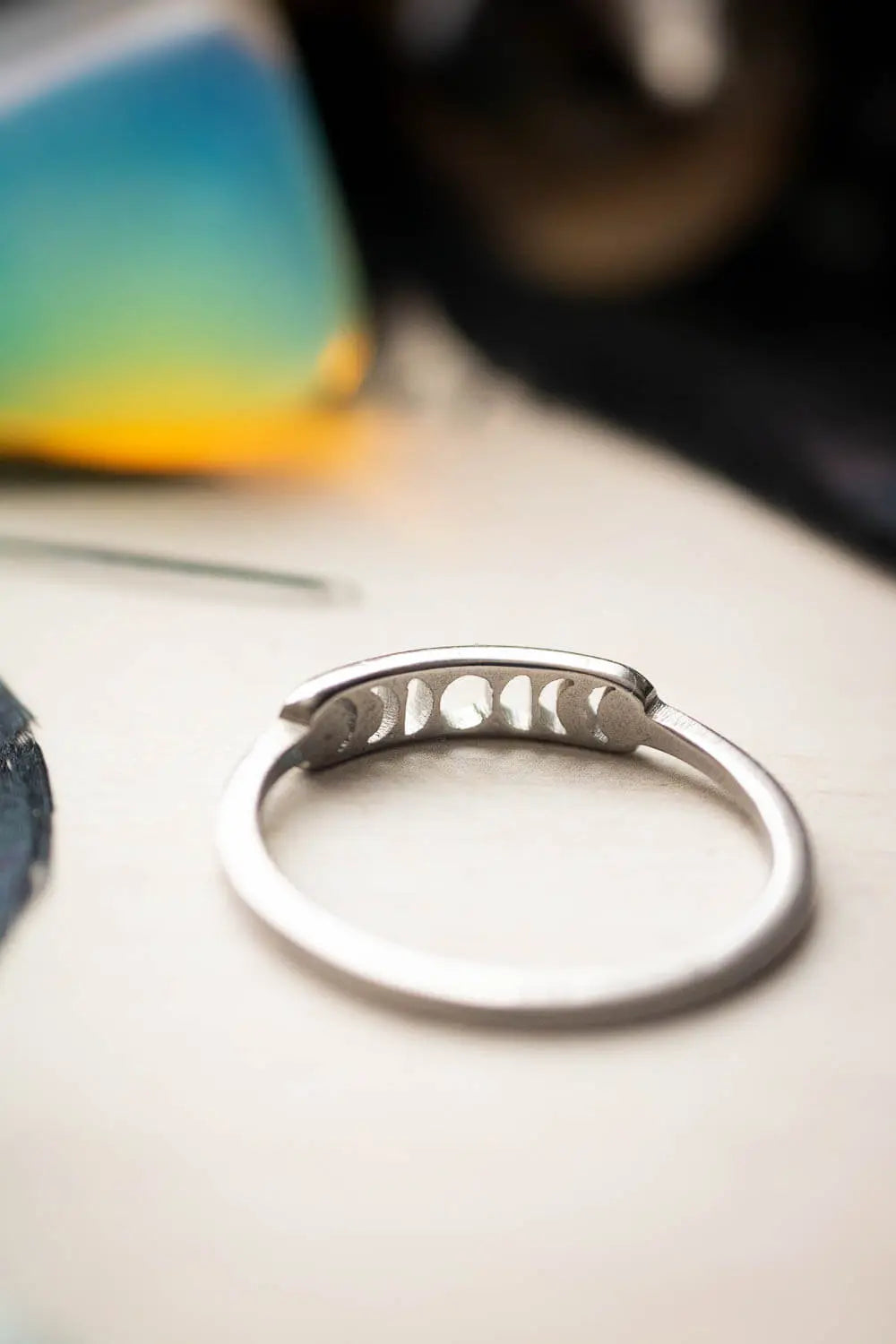 Bague Moon avec phases de lune en acier inoxydable lunamanashop