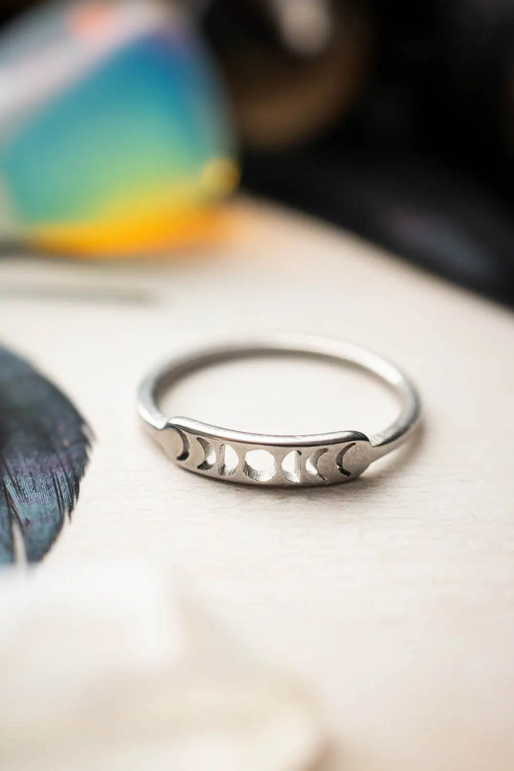 Bague Moon avec phases de lune en acier inoxydable lunamanashop