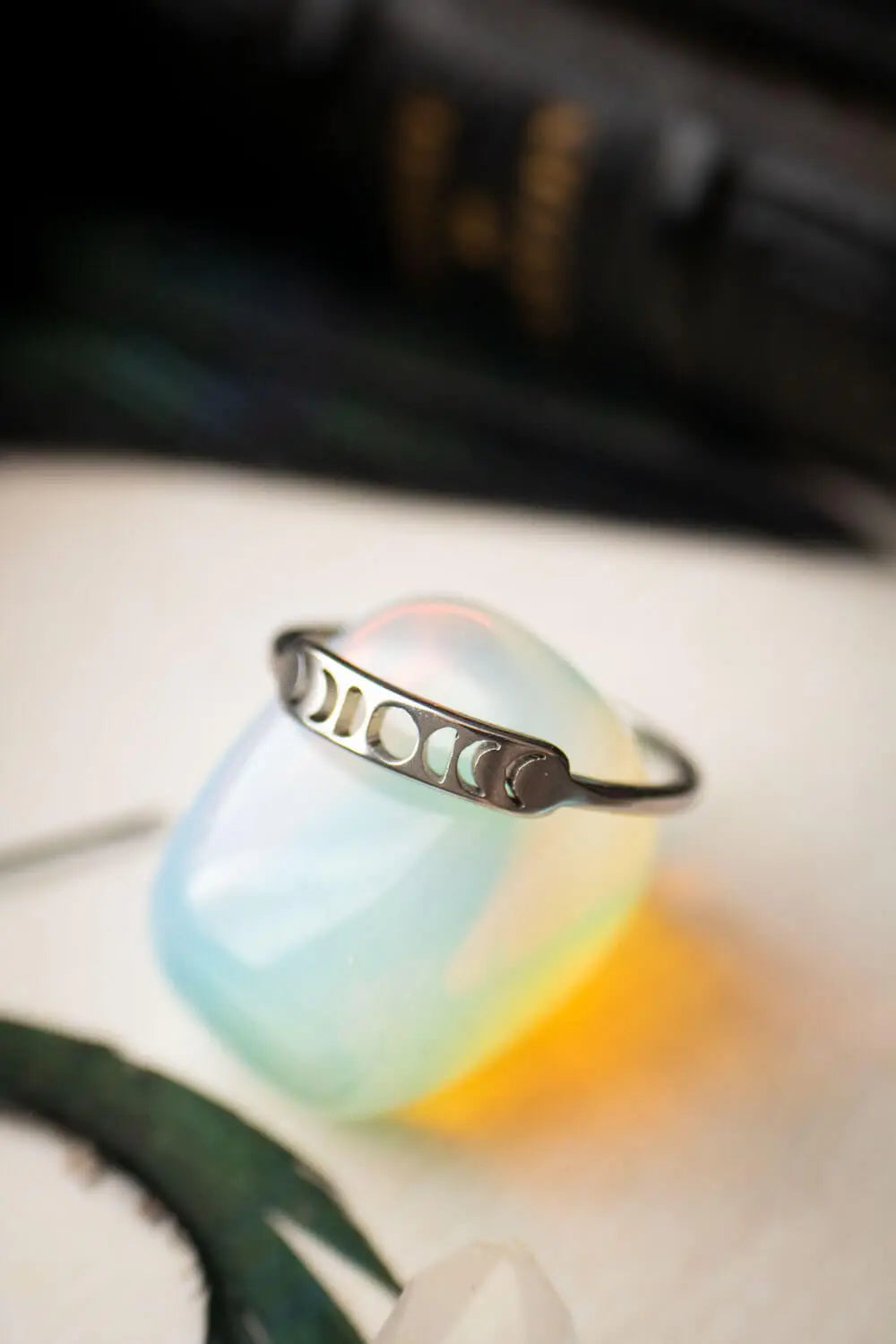 Bague Moon avec phases de lune en acier inoxydable lunamanashop
