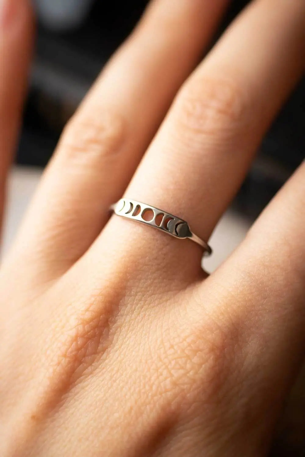 Bague Moon avec phases de lune en acier inoxydable lunamanashop