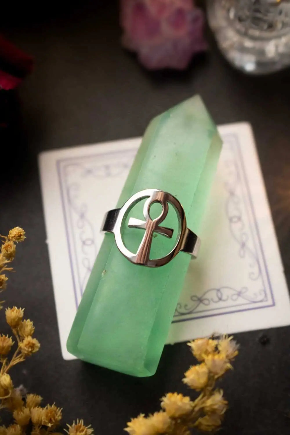 Bague avec symbole en acier inoxydable Ankh de l'Éveil lunamanashop