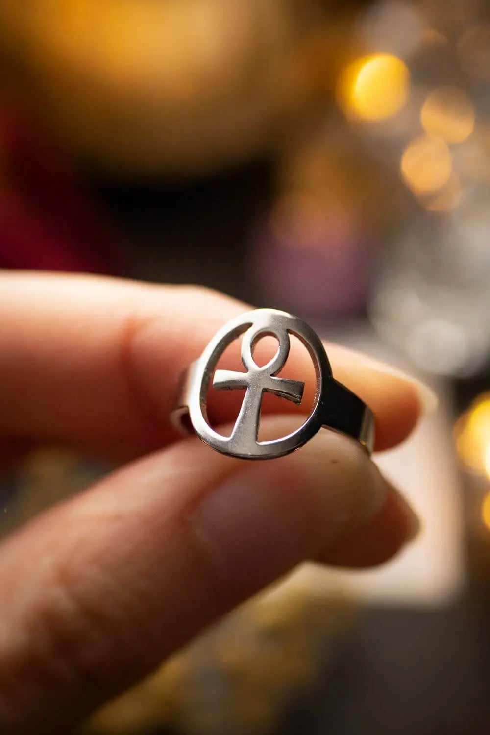 Bague avec symbole en acier inoxydable Ankh de l'Éveil lunamanashop