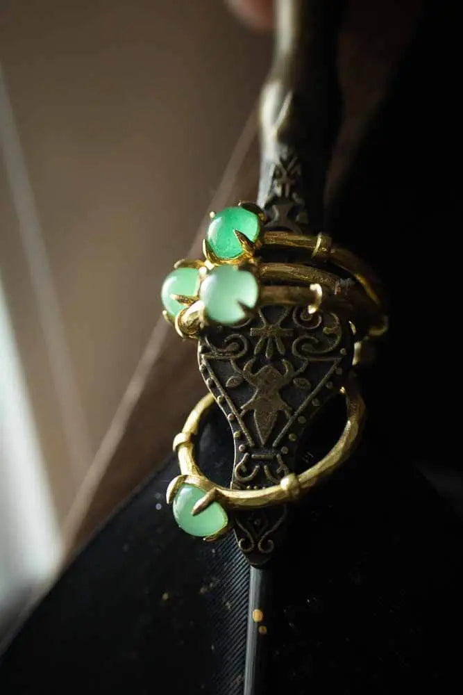 Bague en Aventurine verte et base dorée lunamanashop