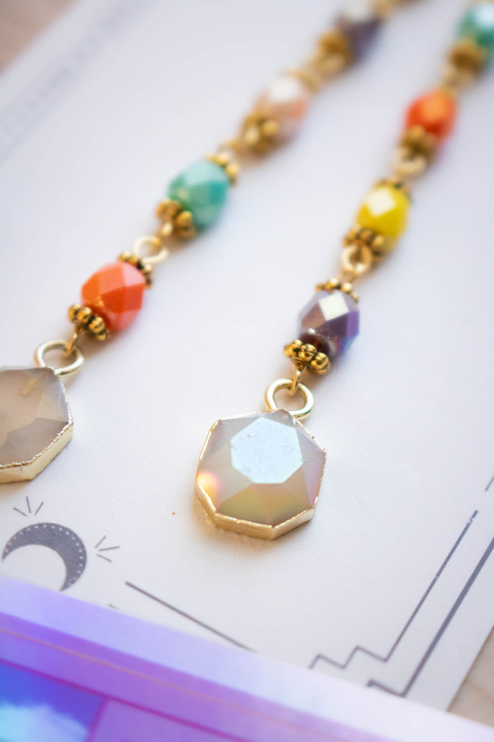 Boucles d'Oreilles perles et Agate - Longues et multicolores - Acidëlia lunamanashop