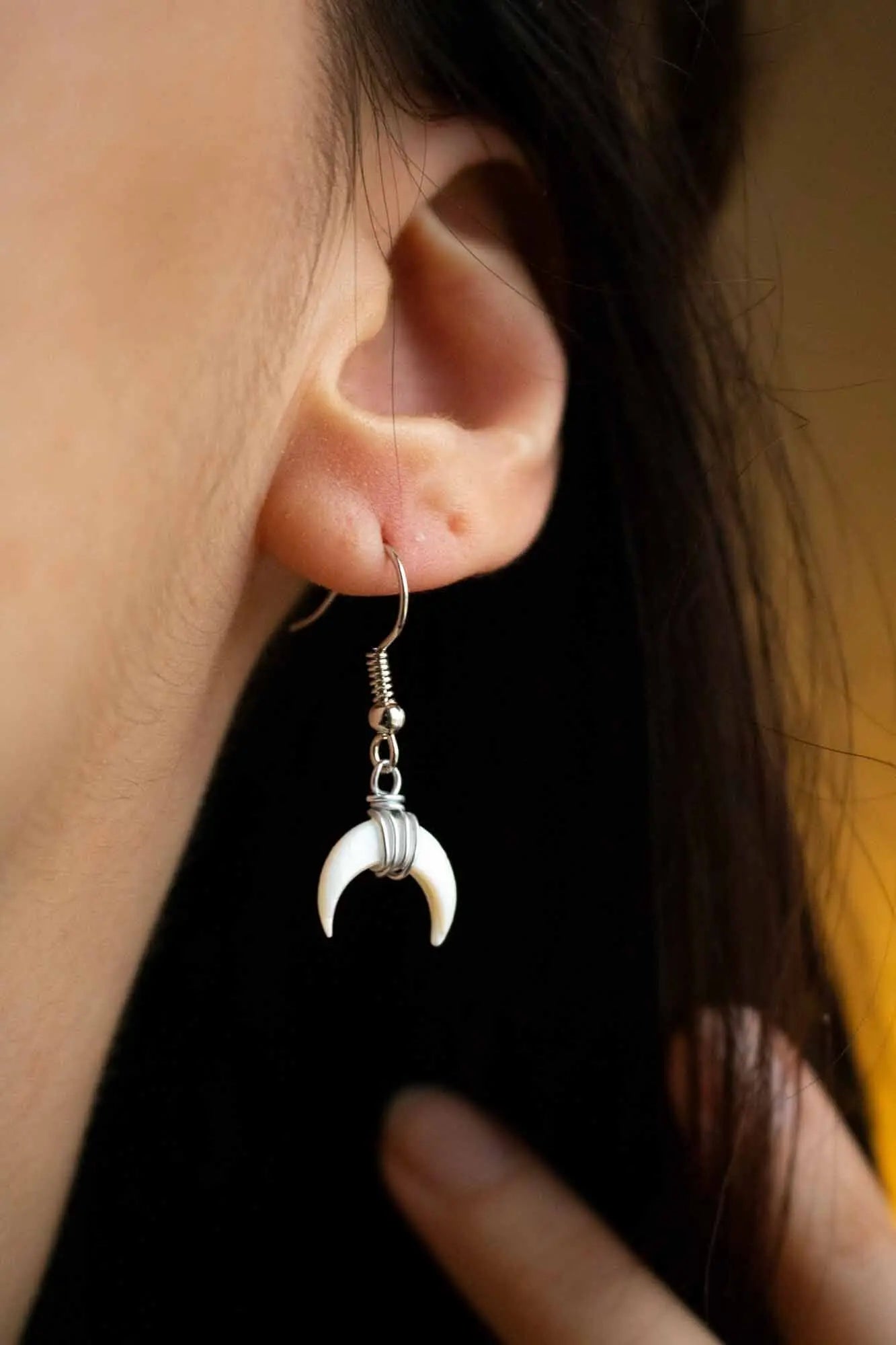 Boucles d'oreilles Lune de Nacre argentée lunamanashop