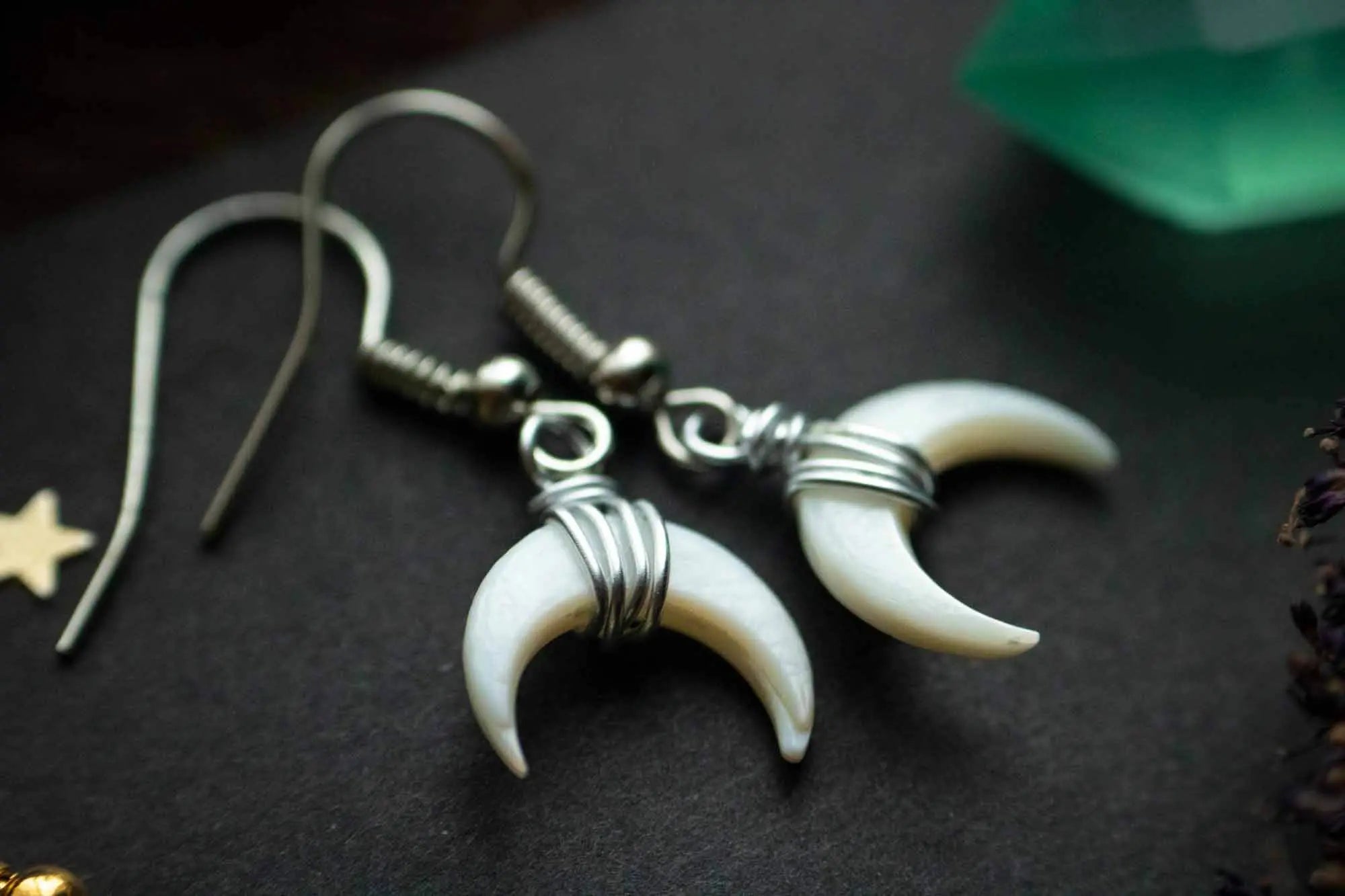 Boucles d'oreilles Lune de Nacre argentée lunamanashop