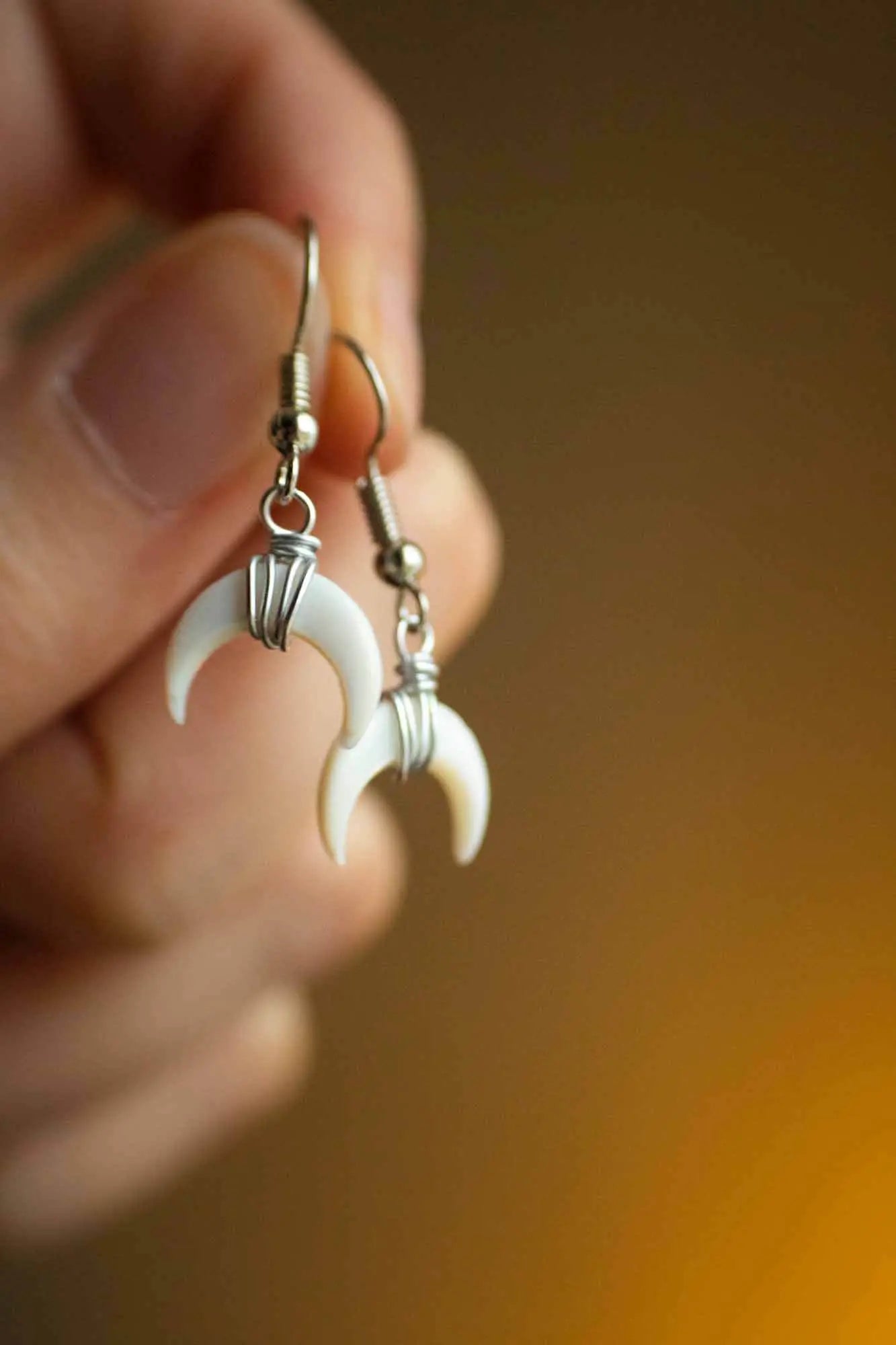 Boucles d'oreilles Lune de Nacre argentée lunamanashop