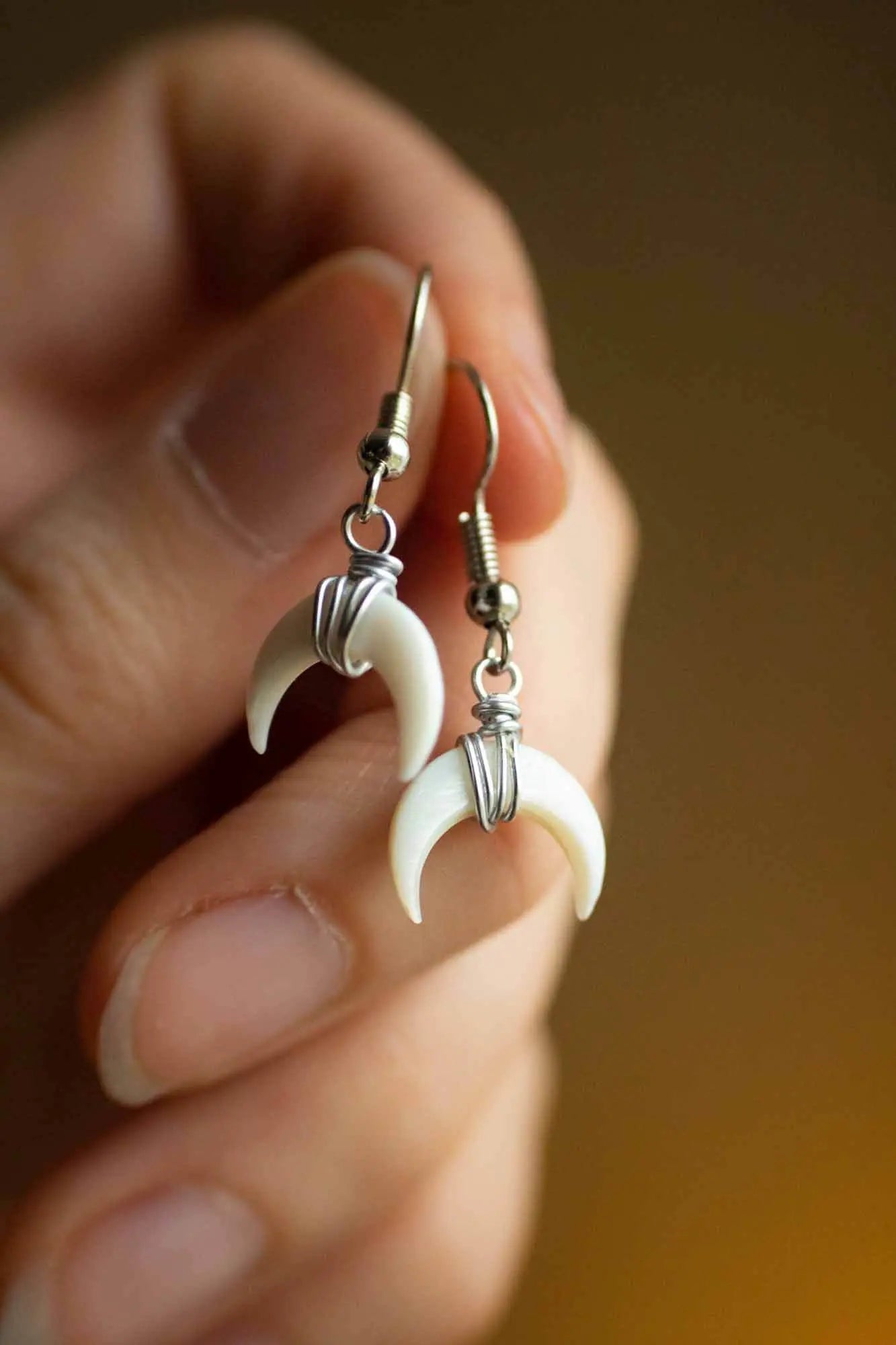 Boucles d'oreilles Lune de Nacre argentée lunamanashop