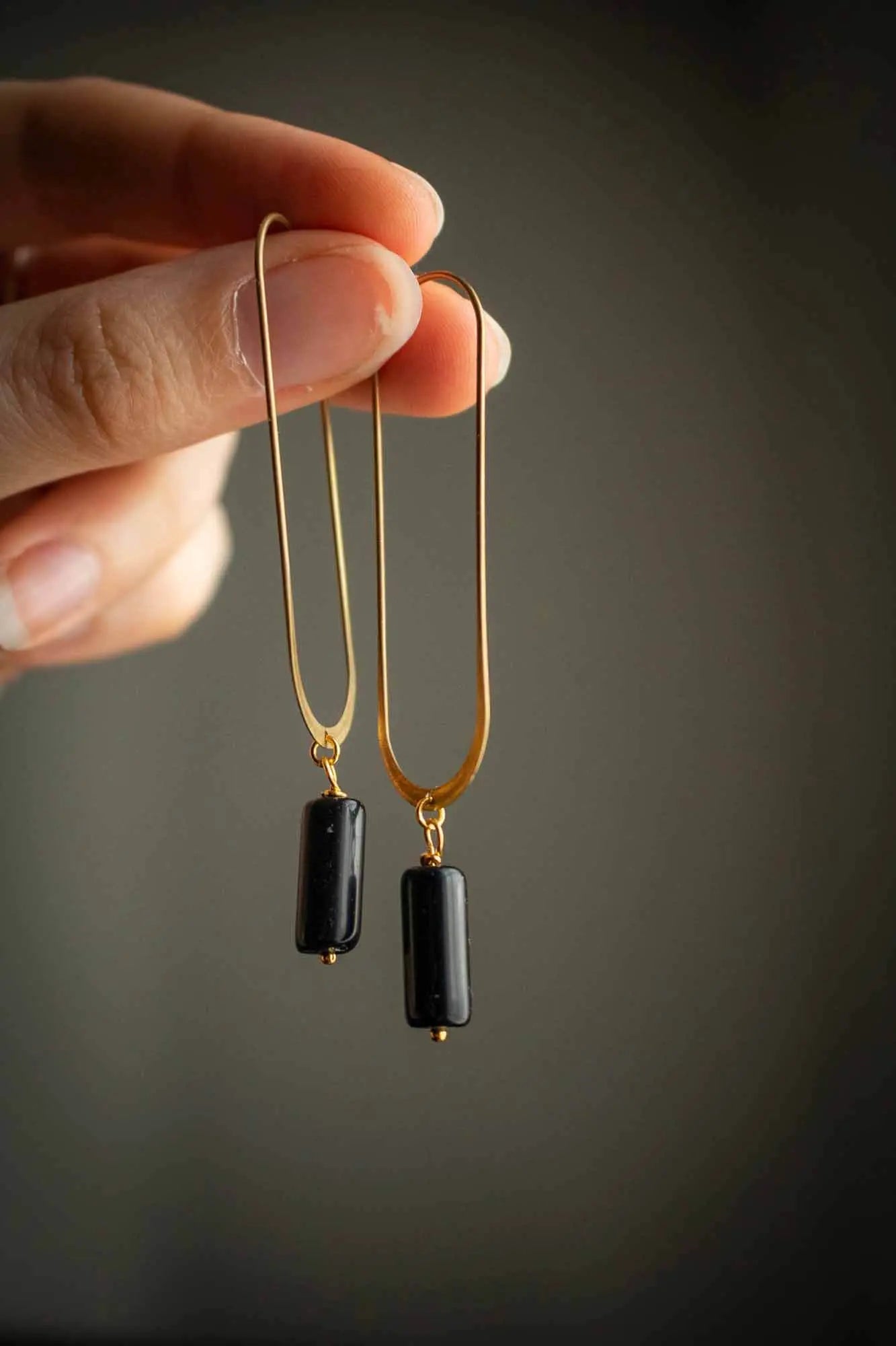 Boucles d'oreilles Reine des nuits avec Obsidienne noire lunamanashop