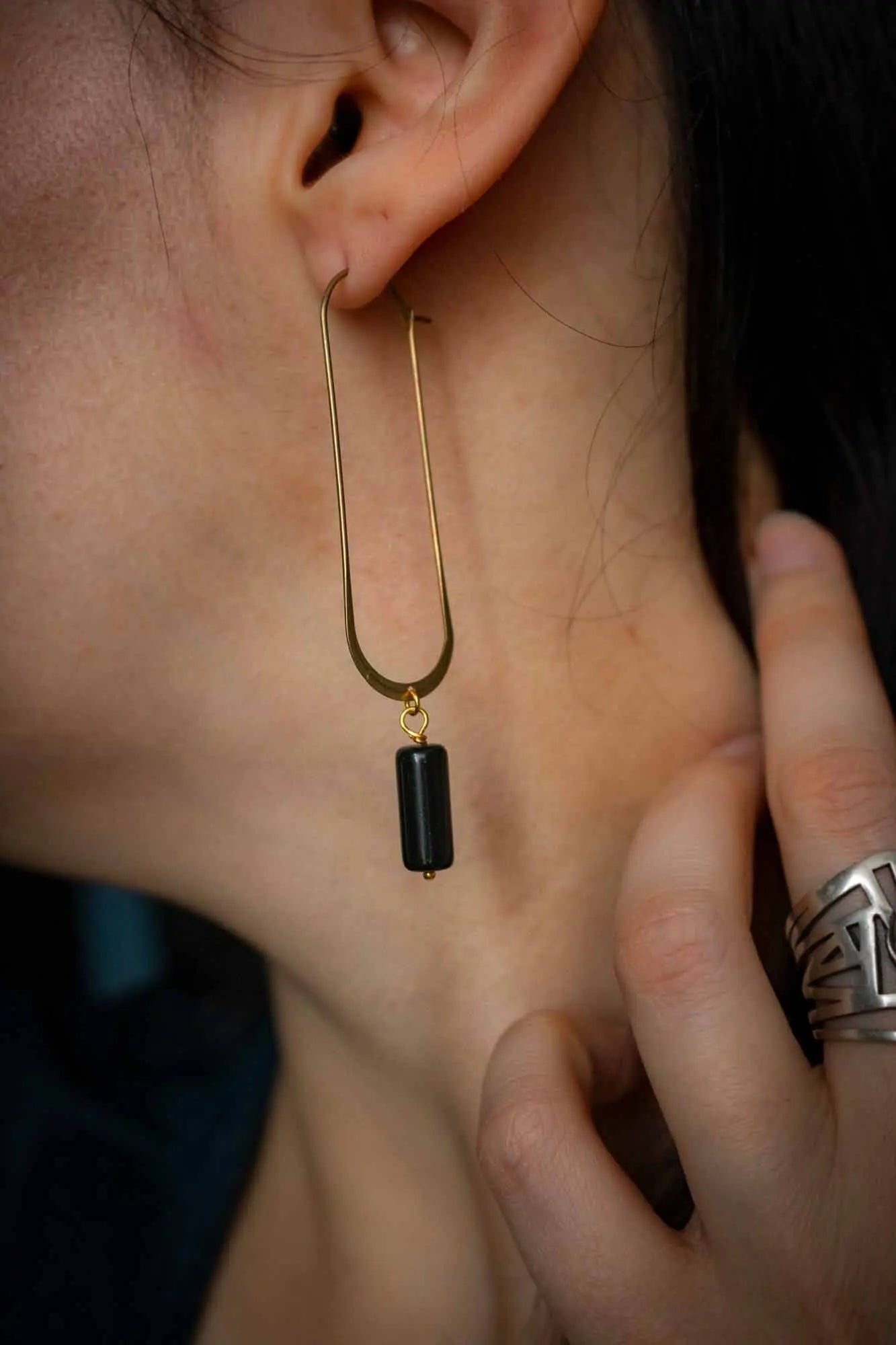 Boucles d'oreilles Reine des nuits avec Obsidienne noire lunamanashop