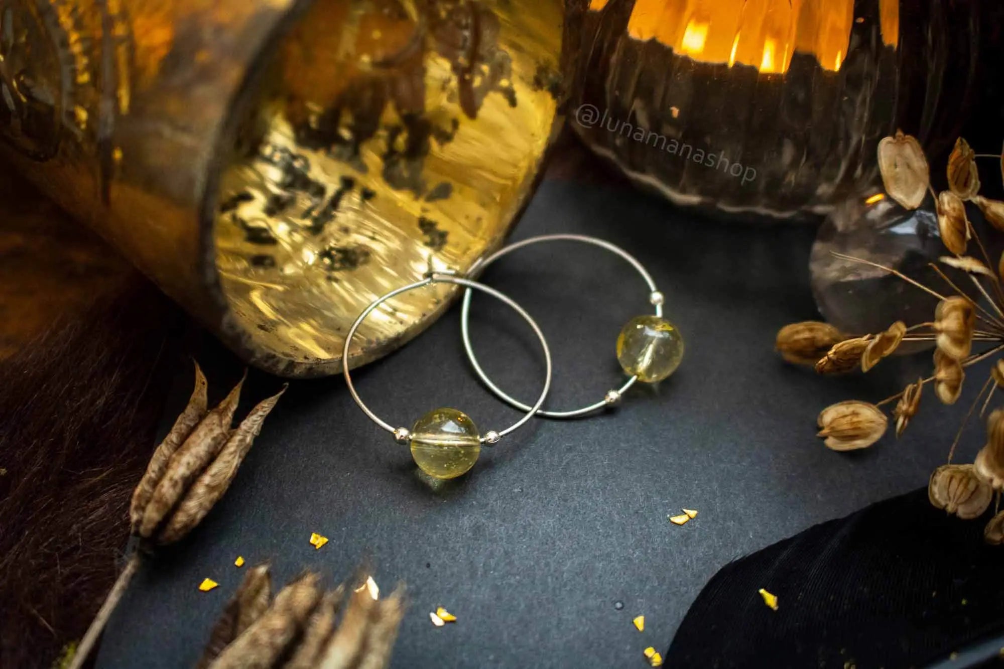 Boucles d'oreilles créoles en Citrine lunamanashop
