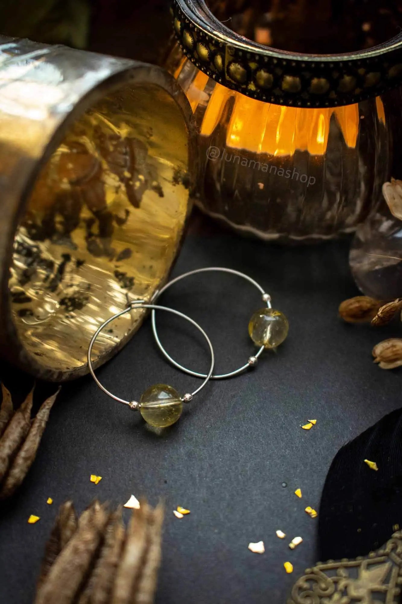 Boucles d'oreilles créoles en Citrine lunamanashop