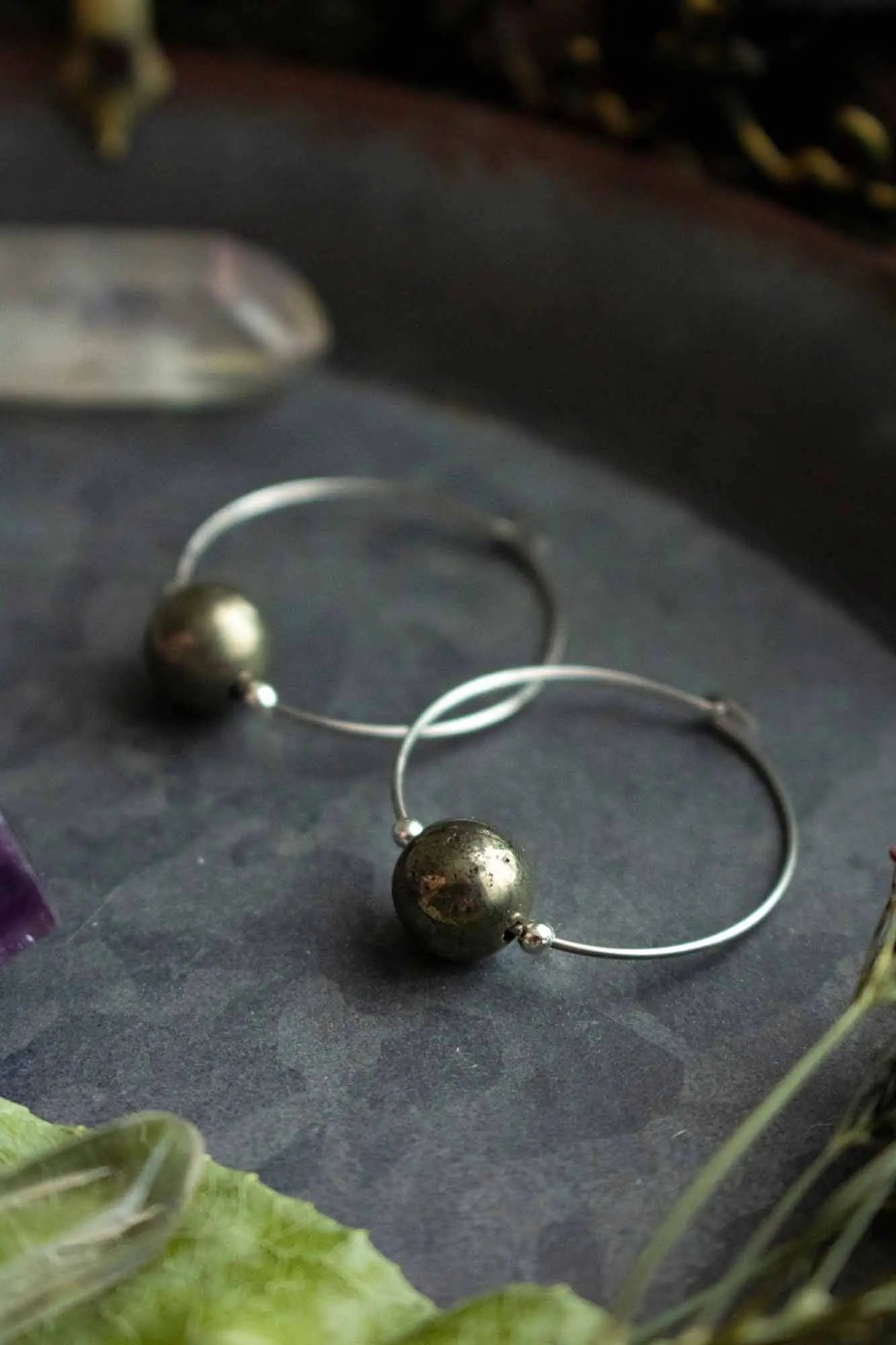 Boucles d'oreilles créoles en Pyrite lunamanashop
