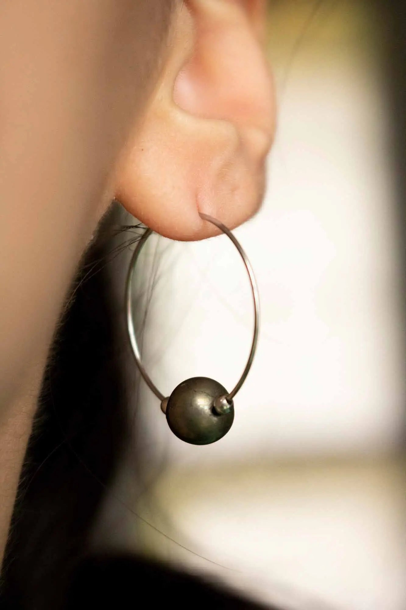 Boucles d'oreilles créoles en Pyrite lunamanashop