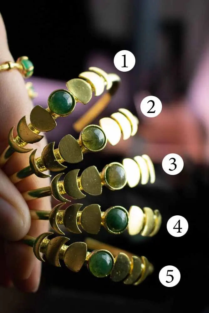 Bracelet manchette Agate Indienne cycle lunaire doré lunamanashop