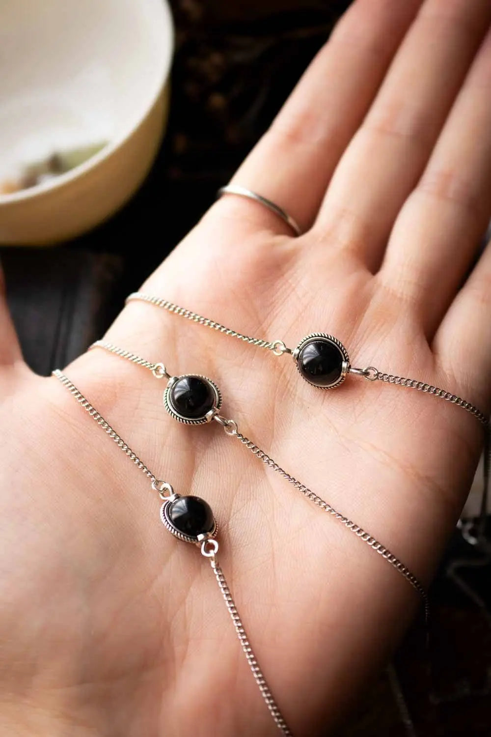 Collier choker Noche en Obsidienne noire lunamanashop