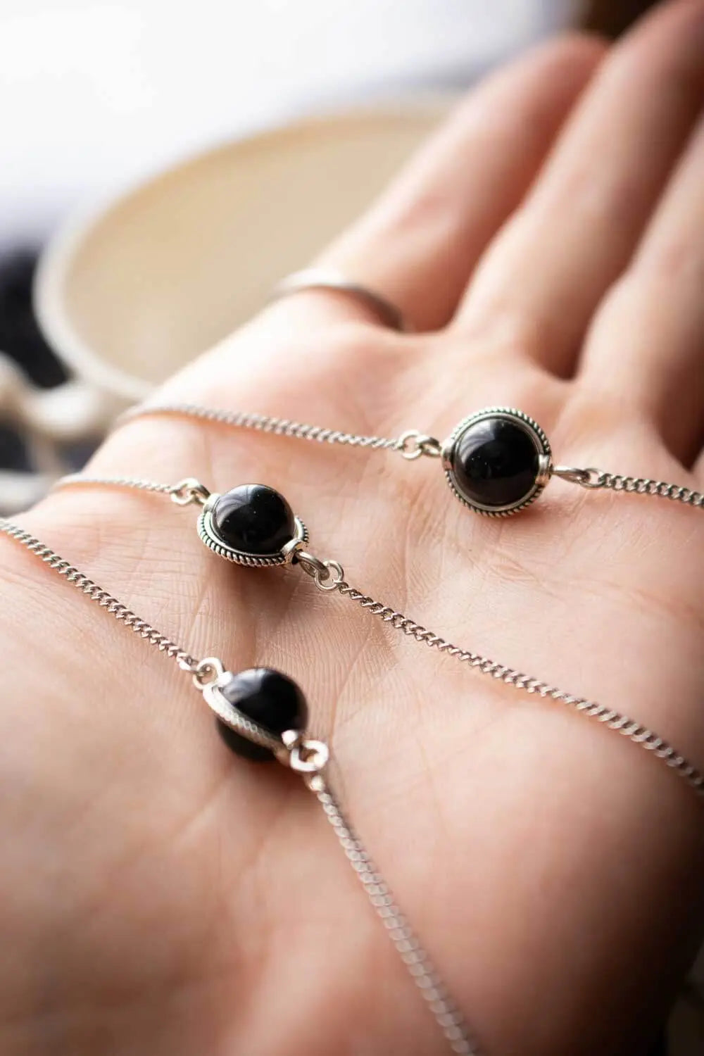 Collier choker Noche en Obsidienne noire lunamanashop