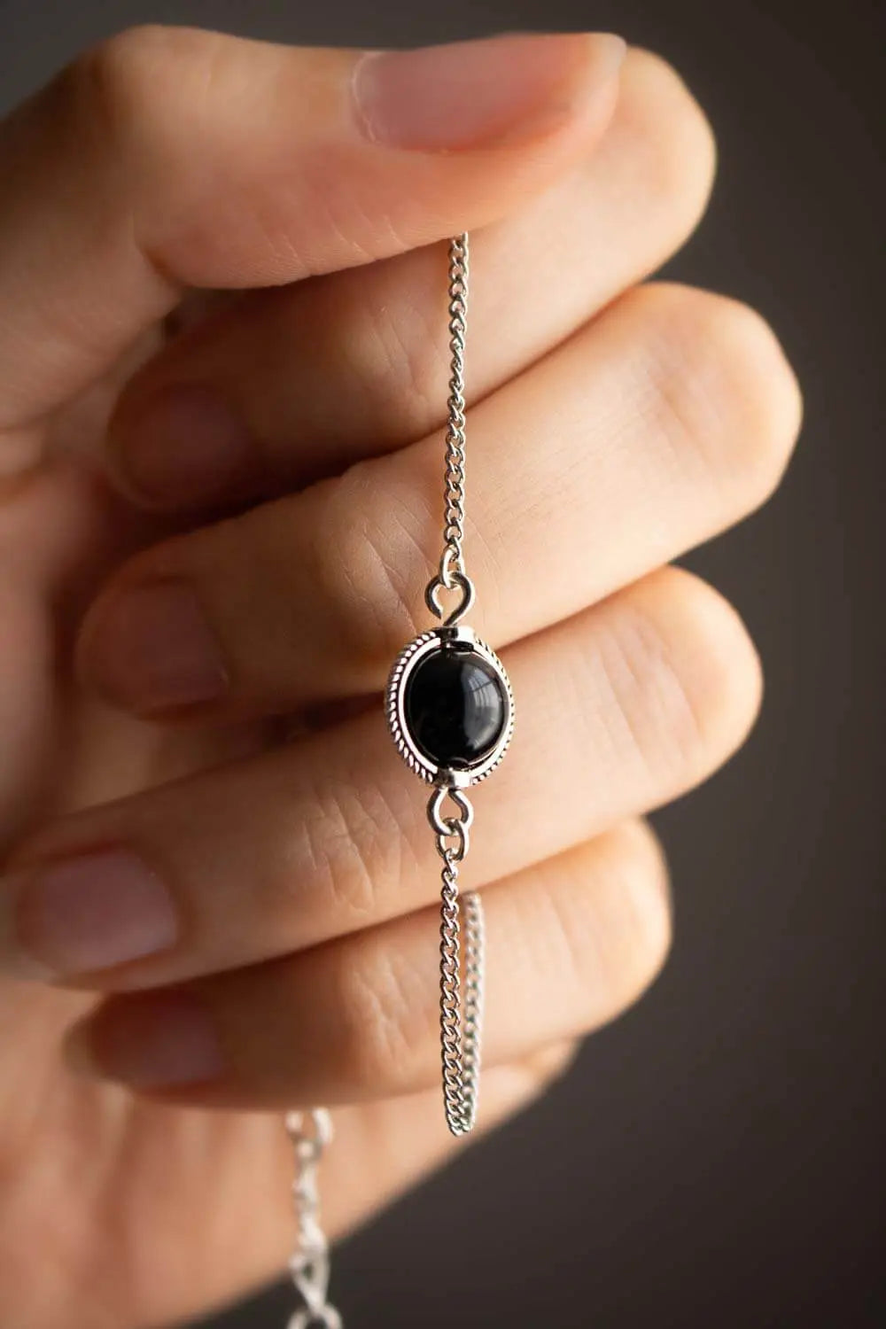Collier choker Noche en Obsidienne noire lunamanashop