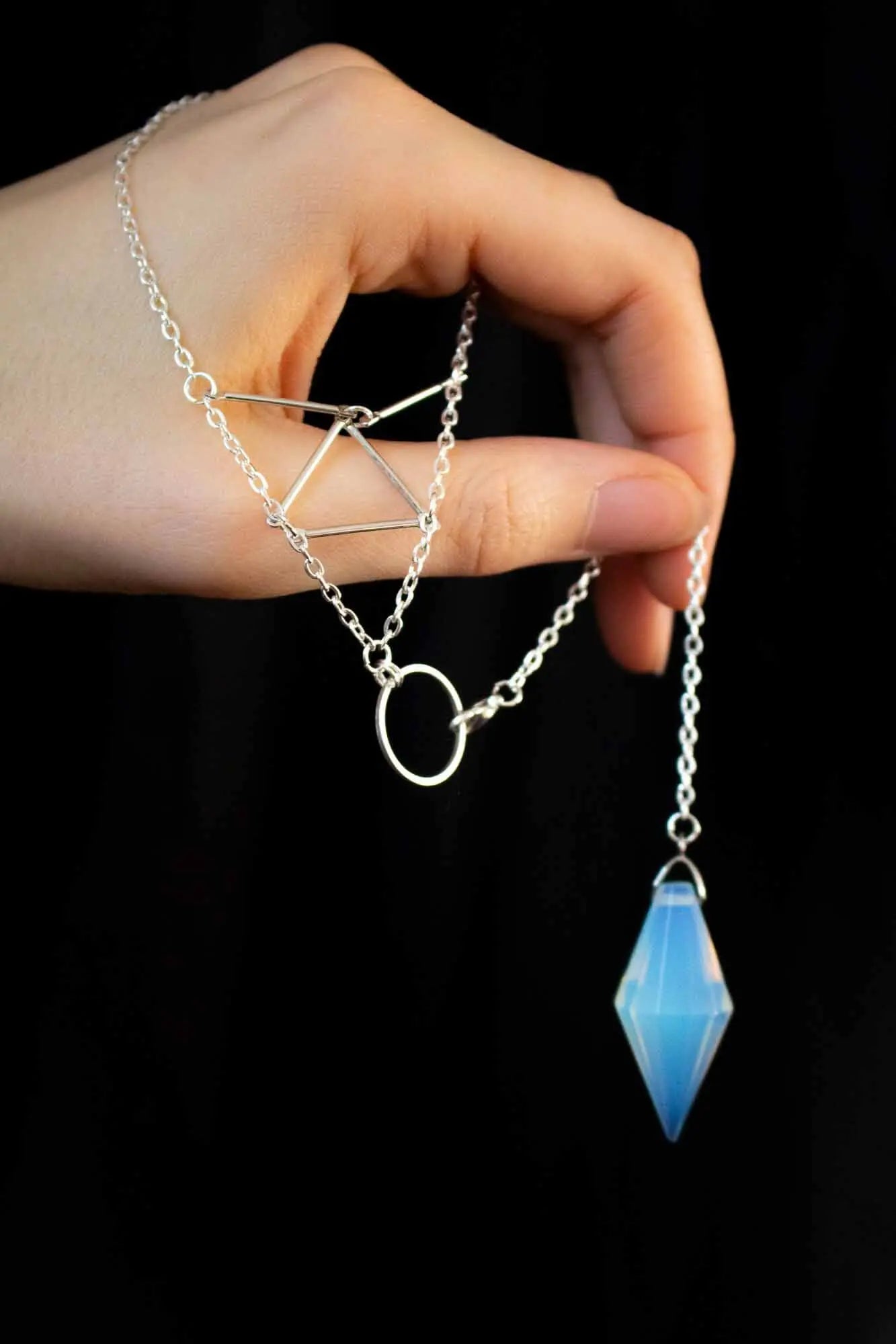 Collier choker et pendule en Opaline avec prisme détachable lunamanashop