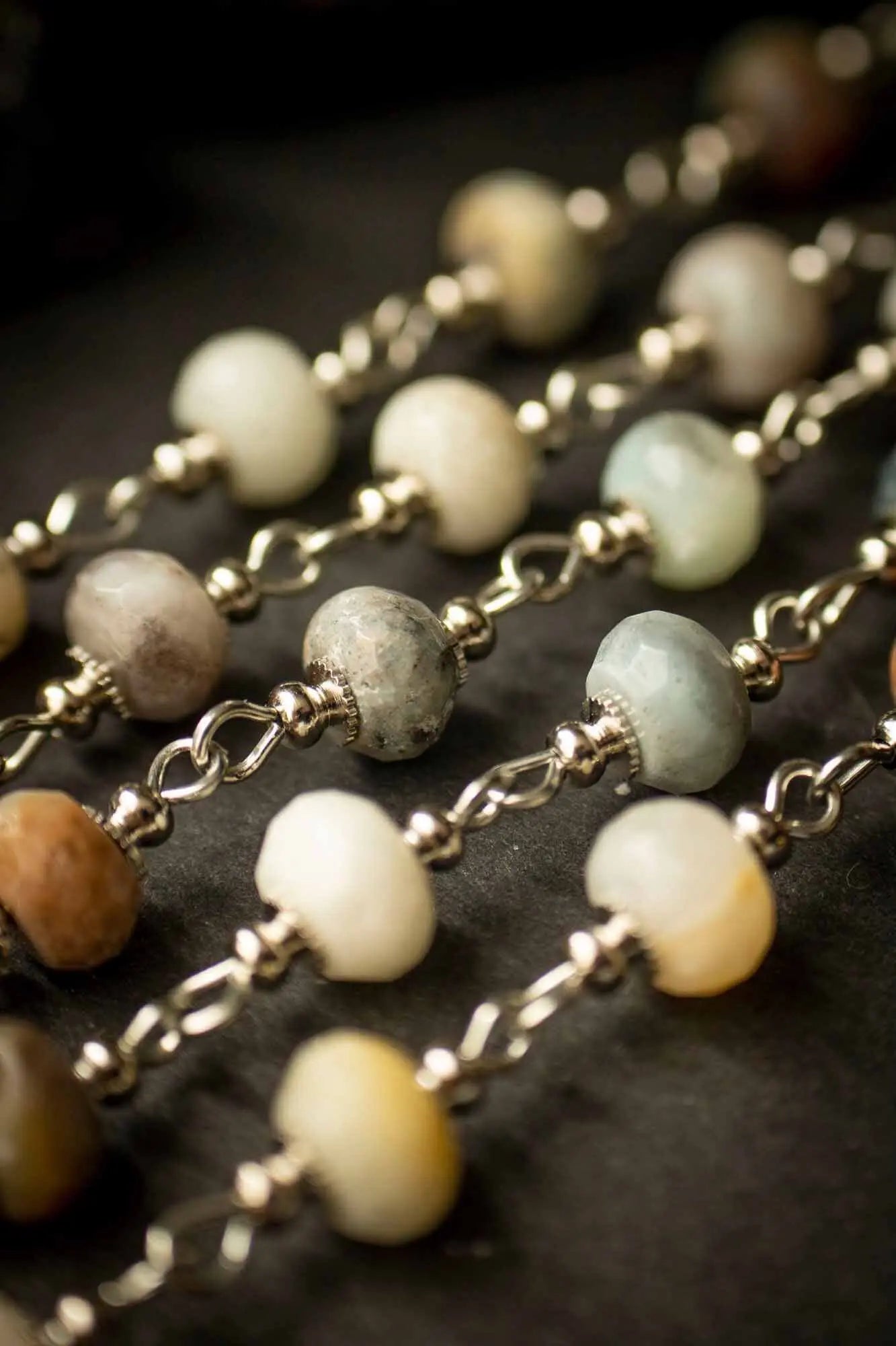 Collier de la guerrière en Amazonite et anneaux argentés lunamanashop